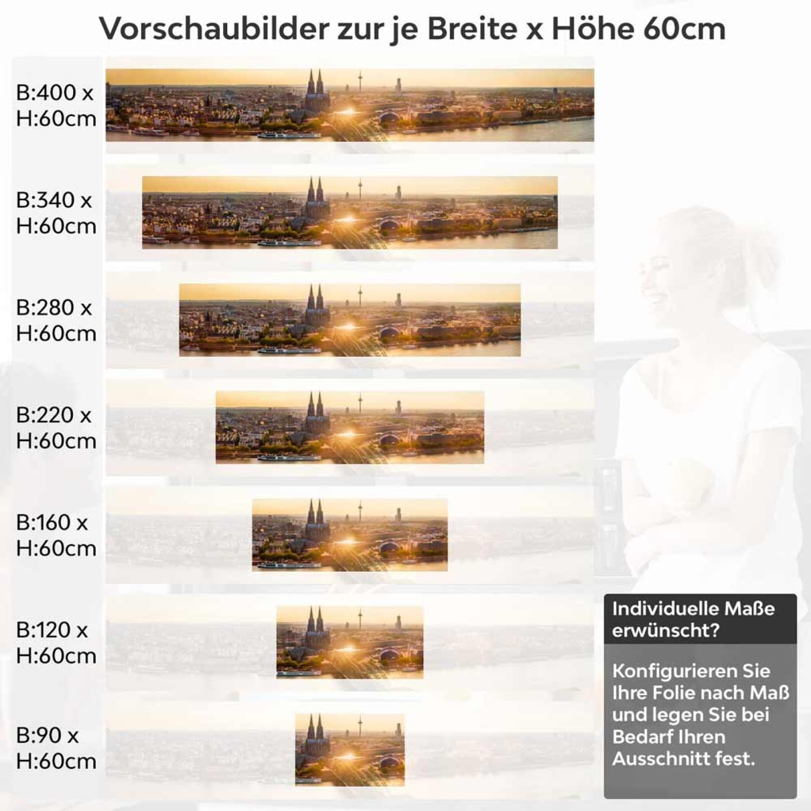 Küchenrückwand Folie Kölns Ufer im sanften Dämmerlicht Höhe 60cm