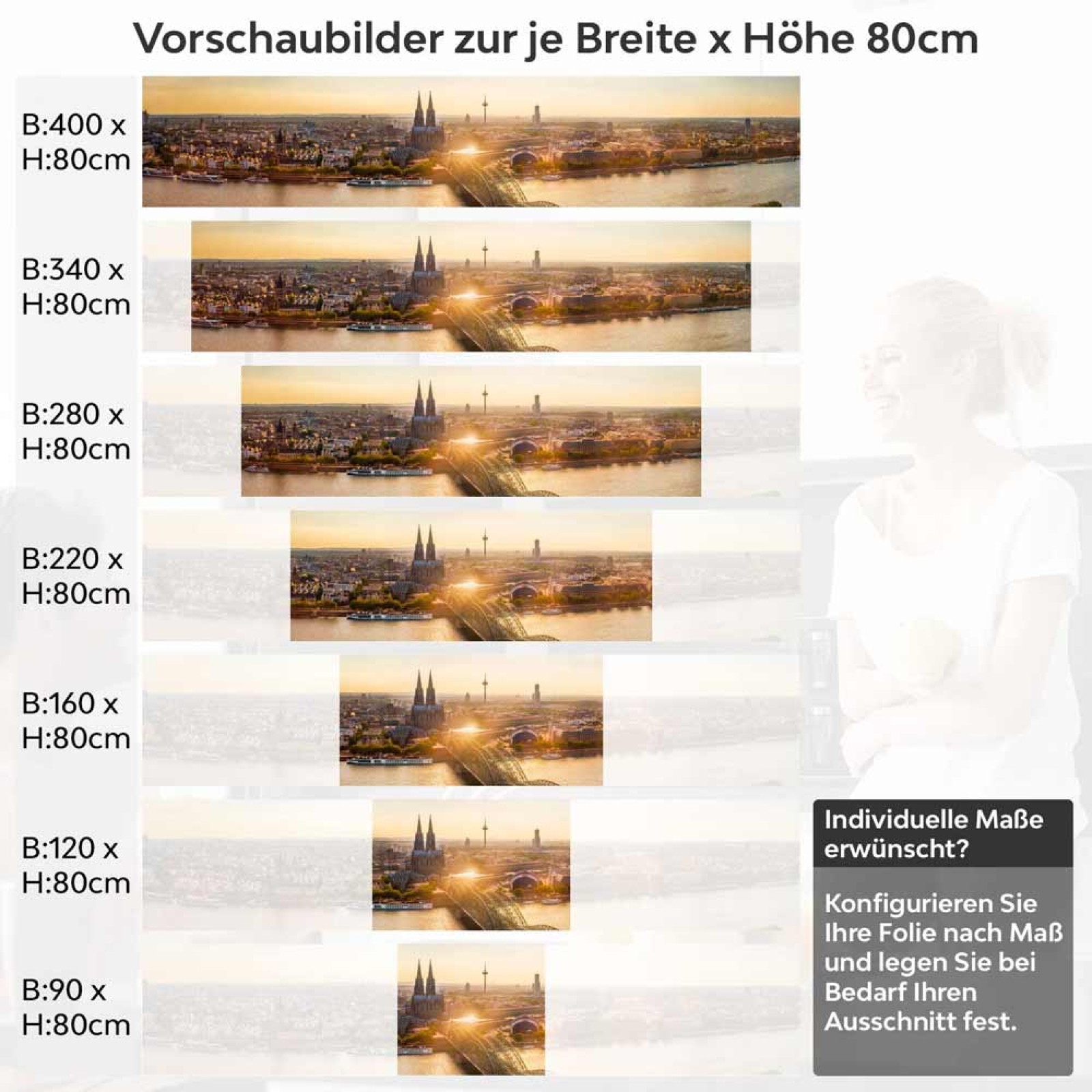 Küchenrückwand Folie Kölns Ufer im sanften Dämmerlicht Höhe 80cm