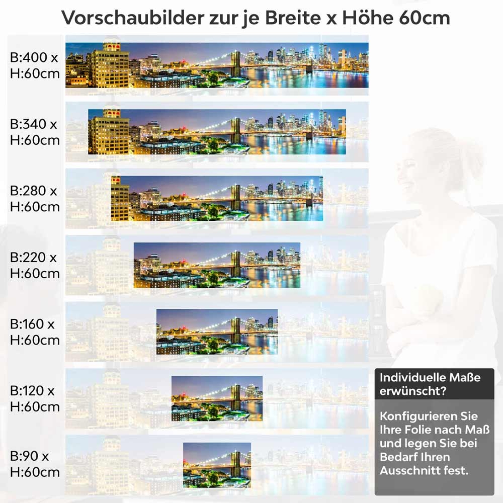 Küchenrückwand Folie Brücke zwischen Stadtteilen Höhe 60cm