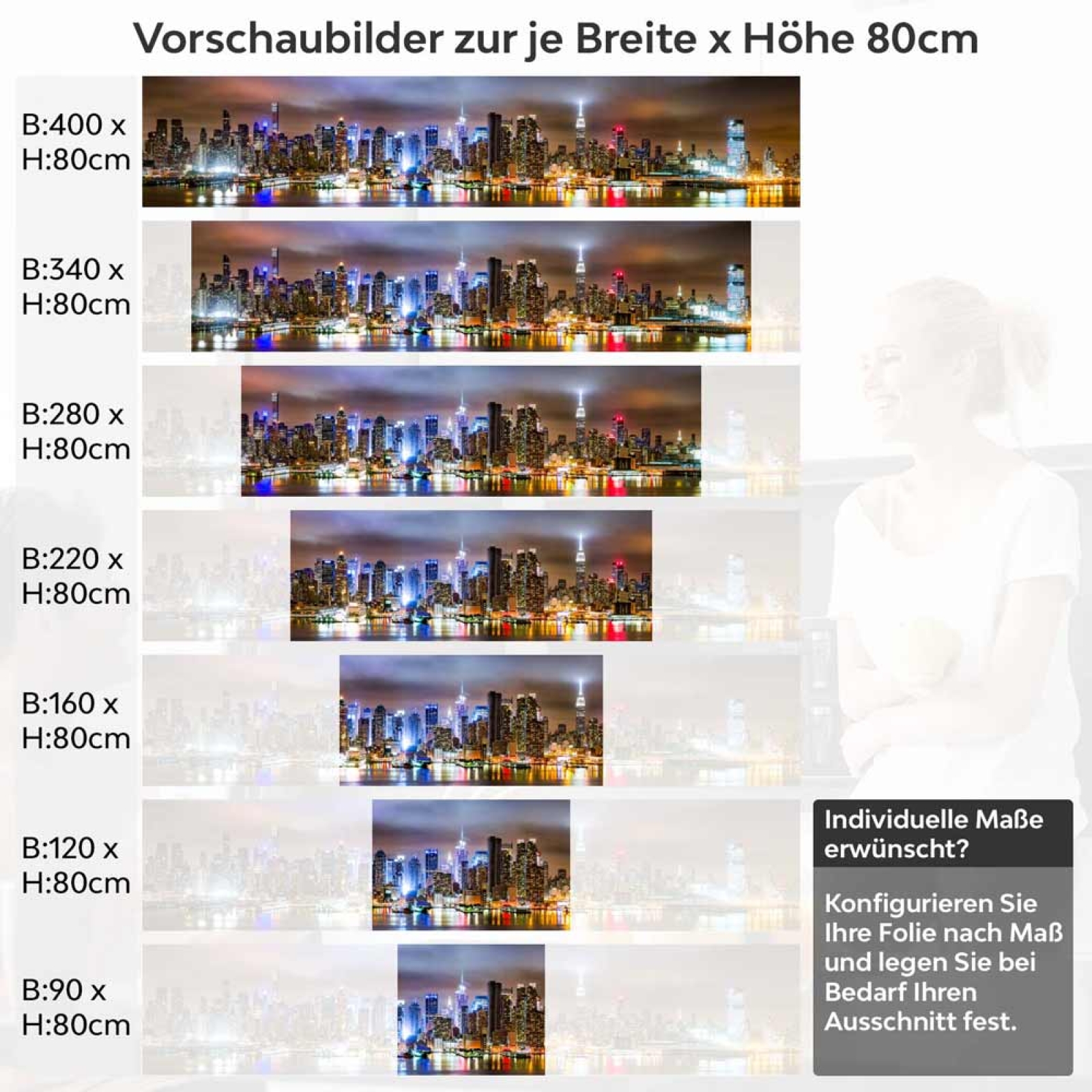Küchenrückwand Folie Hafenblick auf New York Höhe 80cm