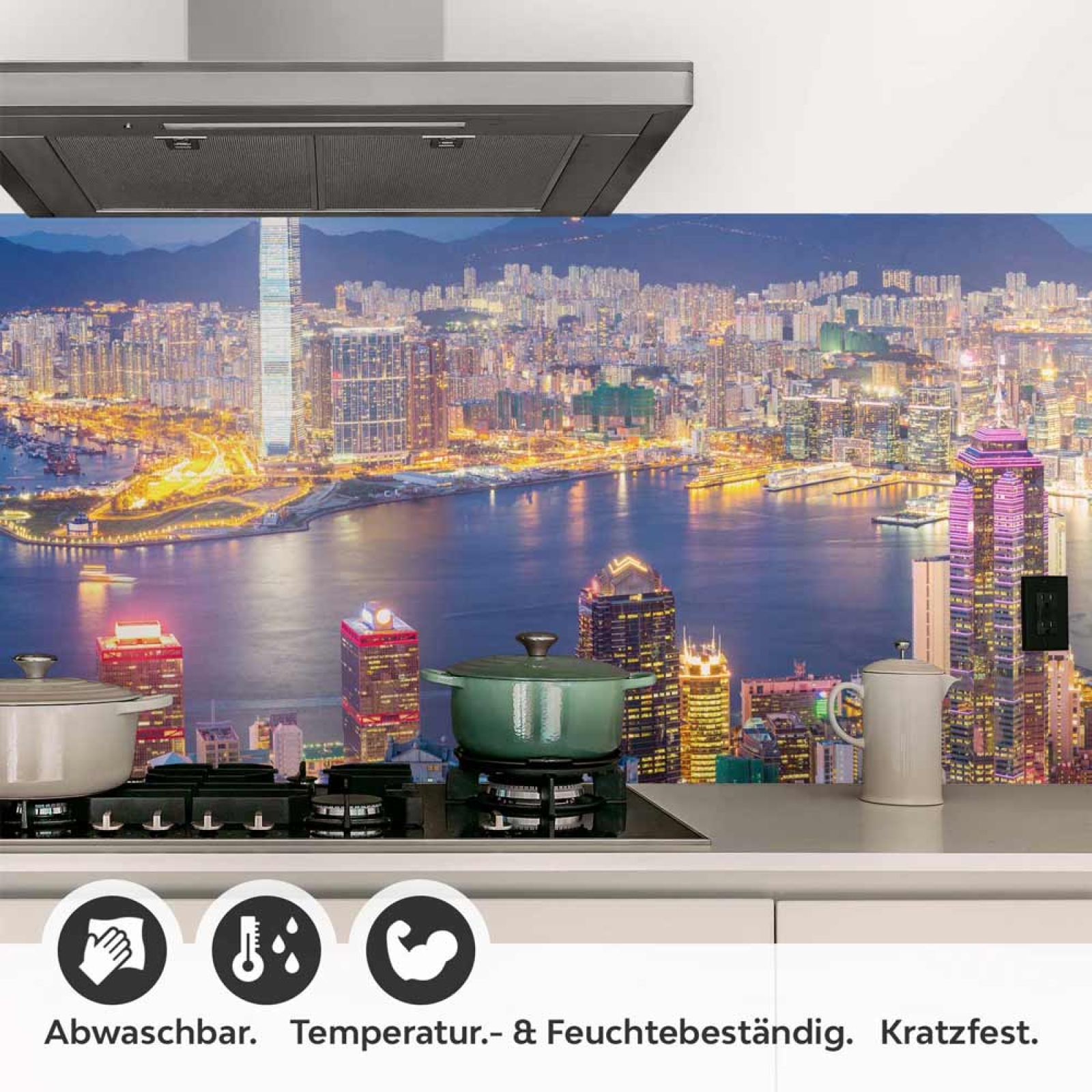 Küchenrückwand Folie Hong Kongs Skyline Detailbild 1