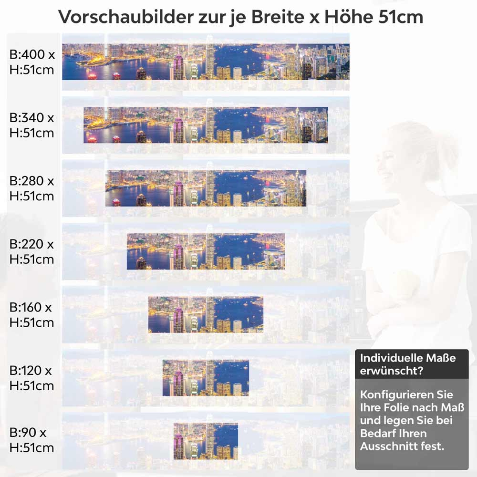 Küchenrückwand Folie Hong Kongs Skyline Höhe 51cm