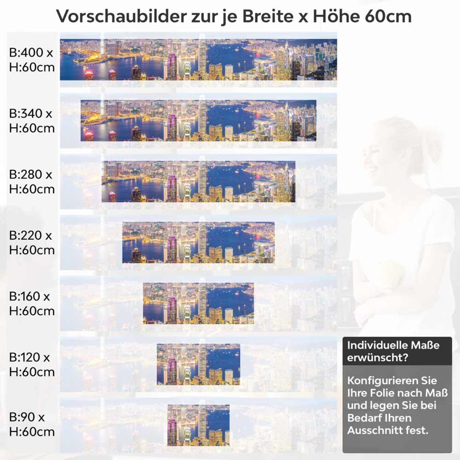 Küchenrückwand Folie Hong Kongs Skyline Höhe 60cm