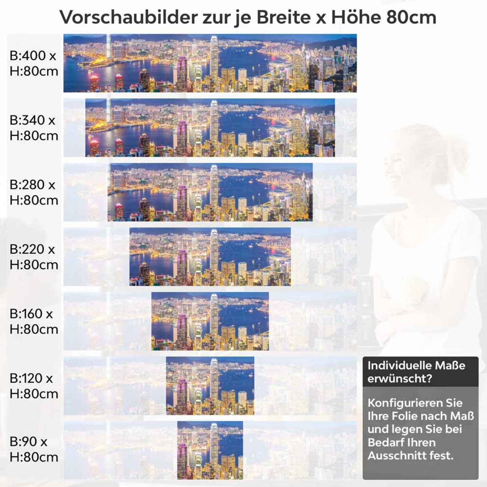 Küchenrückwand Folie Hong Kongs Skyline Höhe 80cm