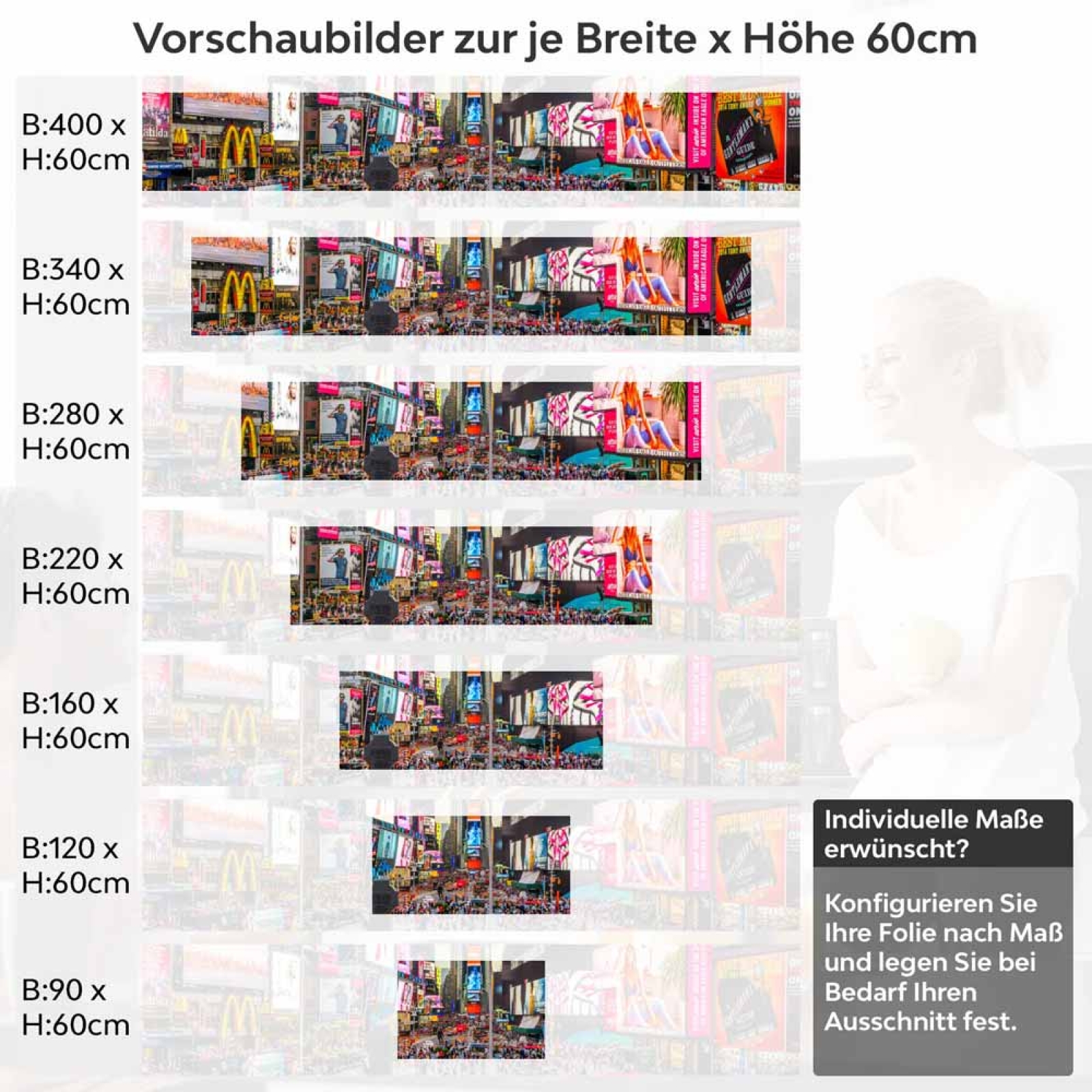 Küchenrückwand Folie Time Square bei Nacht Höhe 60cm