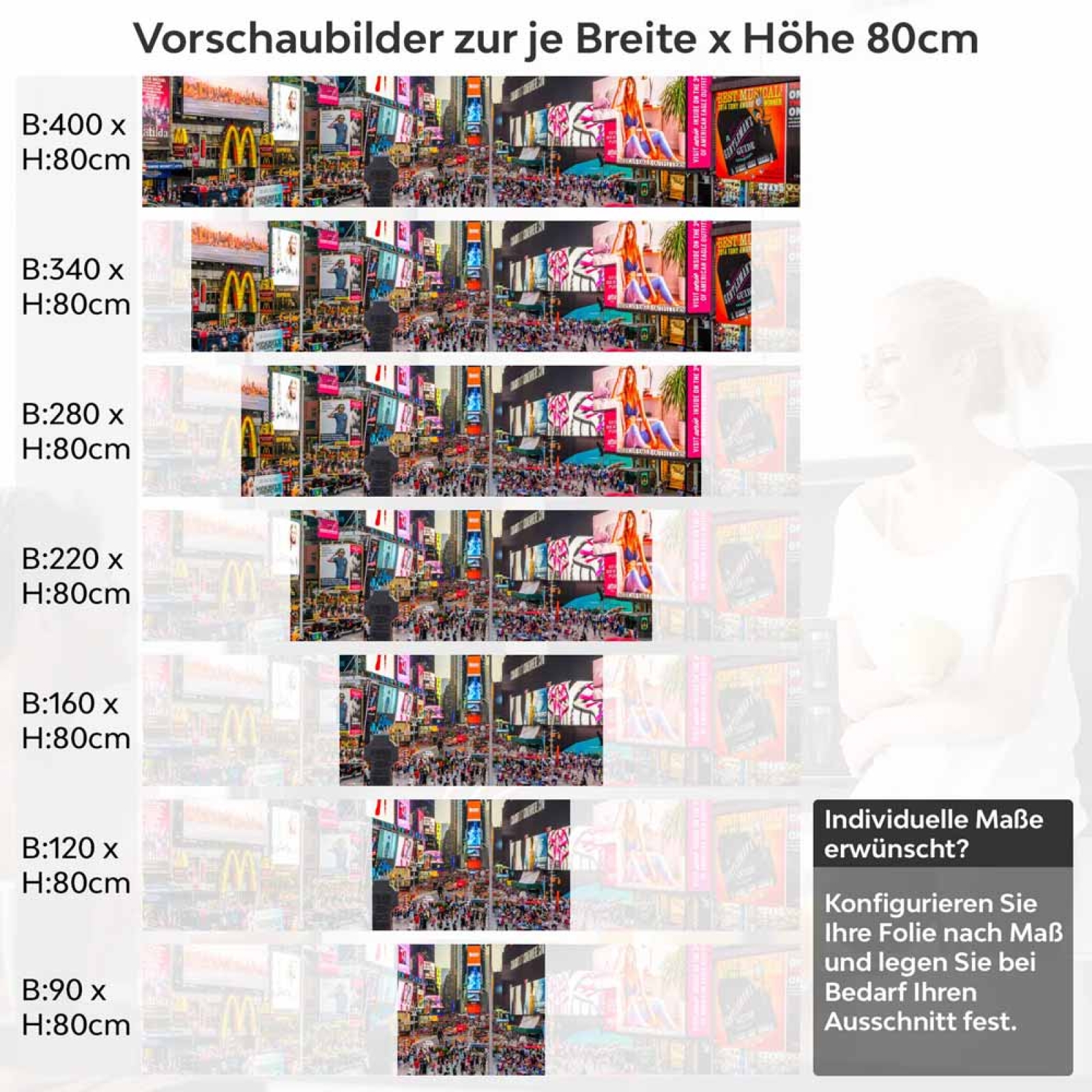 Küchenrückwand Folie Time Square bei Nacht Höhe 80cm