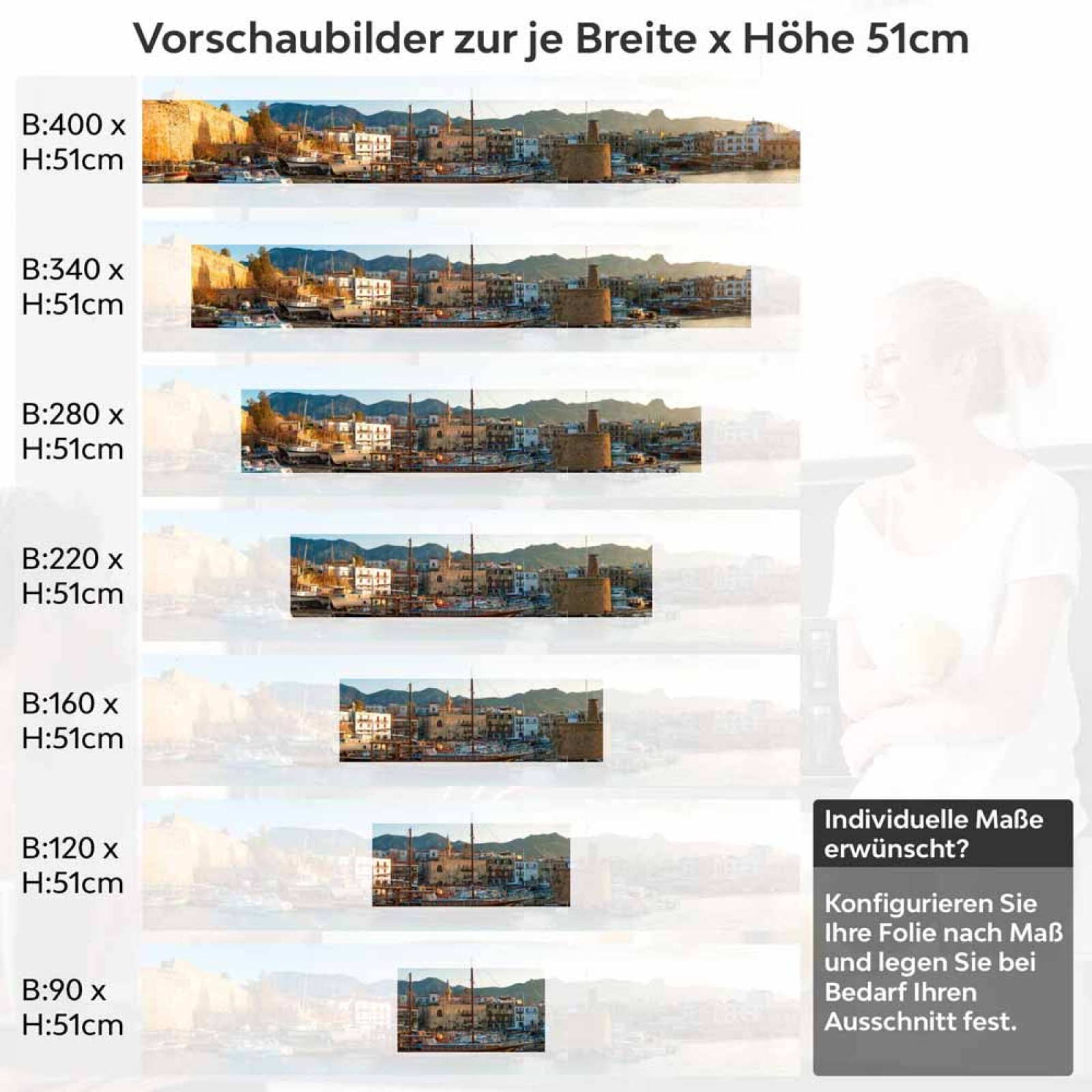Küchenrückwand Folie Altstadt Hafen Höhe 51cm