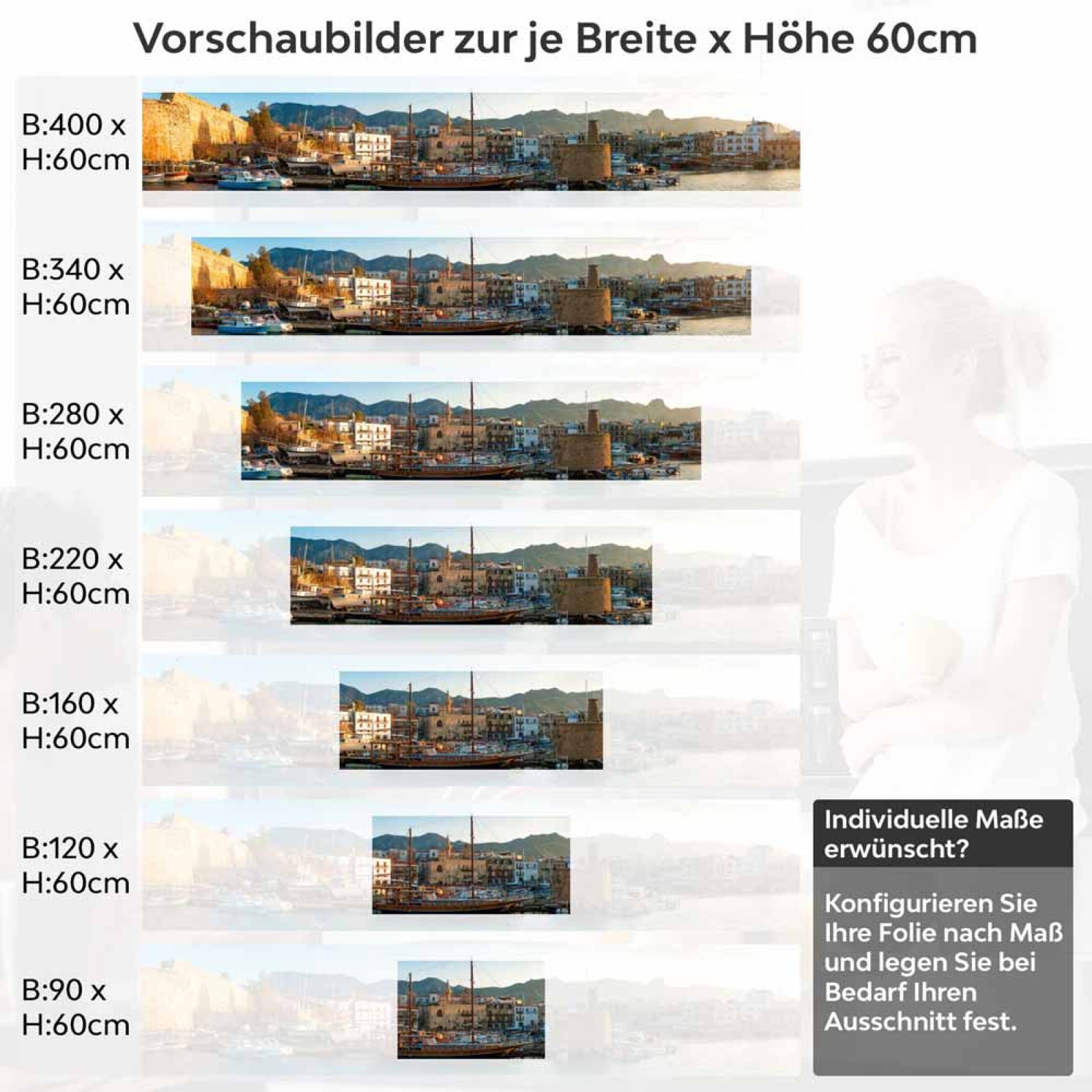Küchenrückwand Folie Altstadt Hafen Höhe 60cm