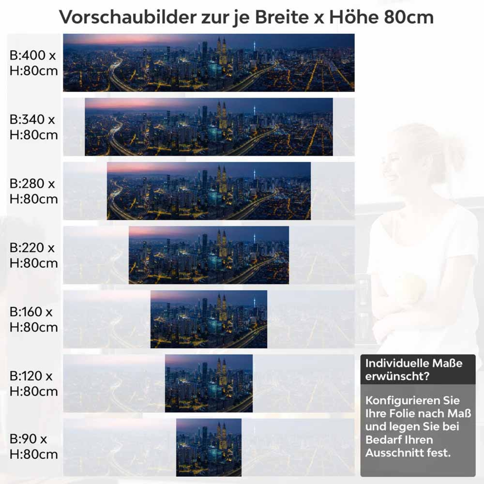 Küchenrückwand Folie Metropole Panorama Höhe 80cm