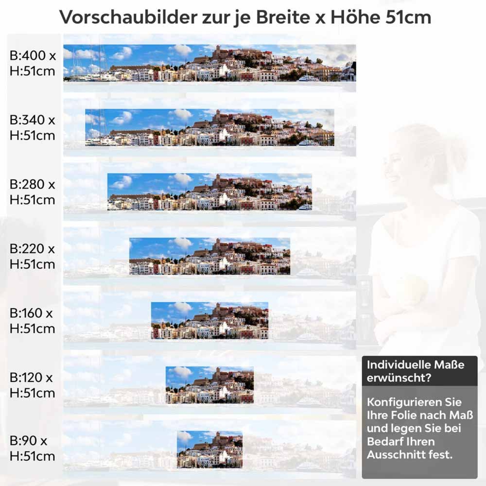 Küchenrückwand Folie spanische Küstenstadt Höhe 51cm
