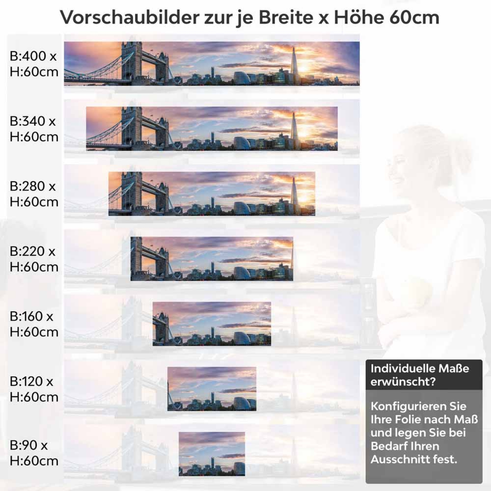 Küchenrückwand Folie die Brücke Englands Höhe 60cm