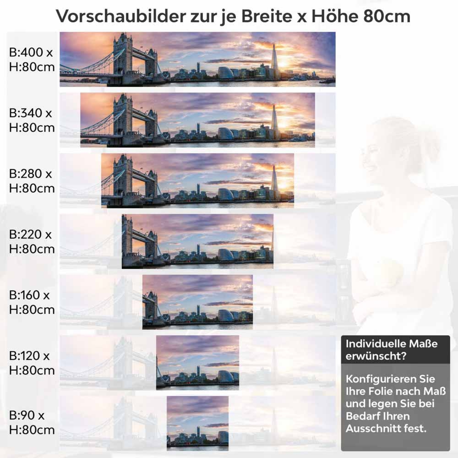 Küchenrückwand Folie die Brücke Englands Höhe 80cm