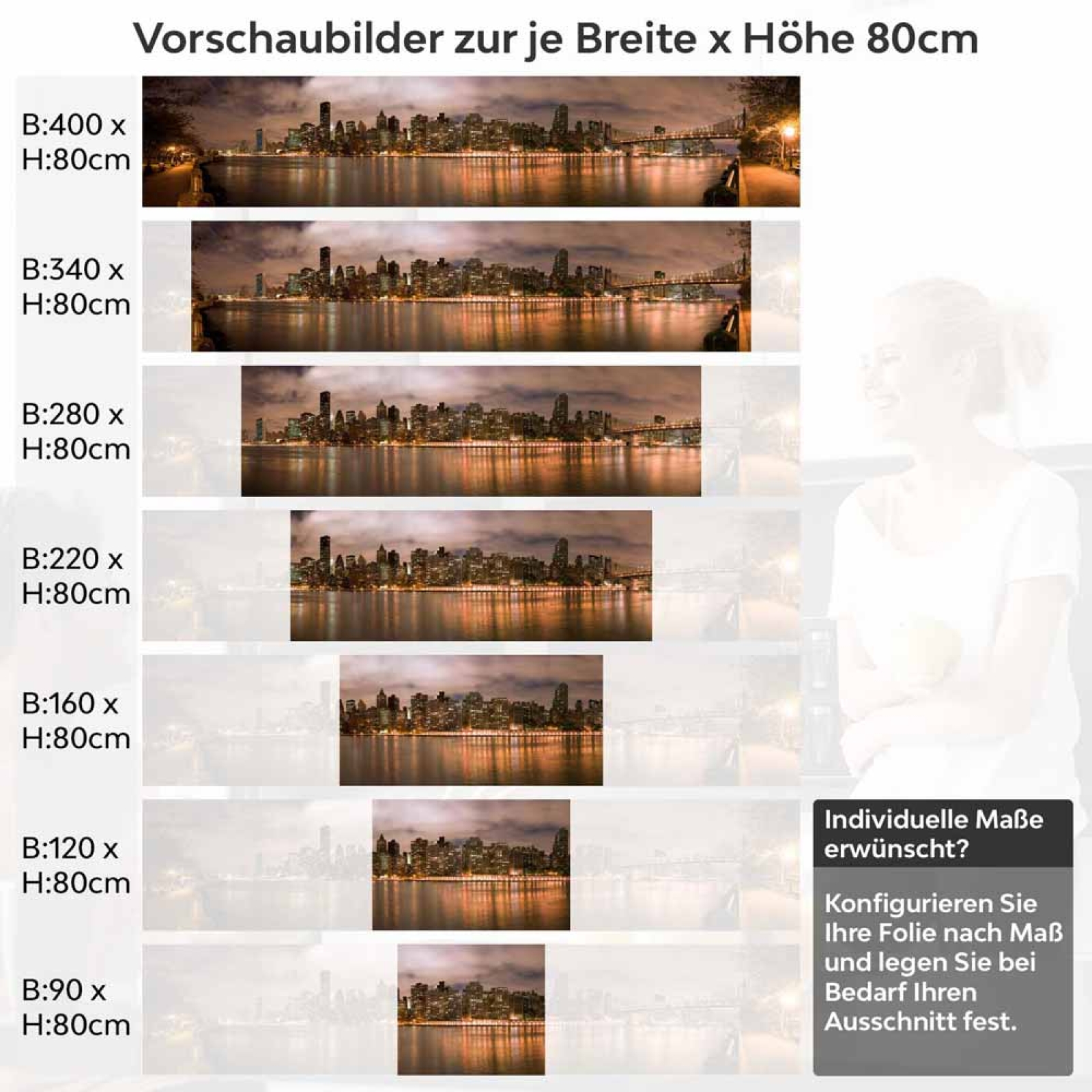 Küchenrückwand Folie Nachtspaziergang mit Blick auf Brooklyn Höhe 80cm