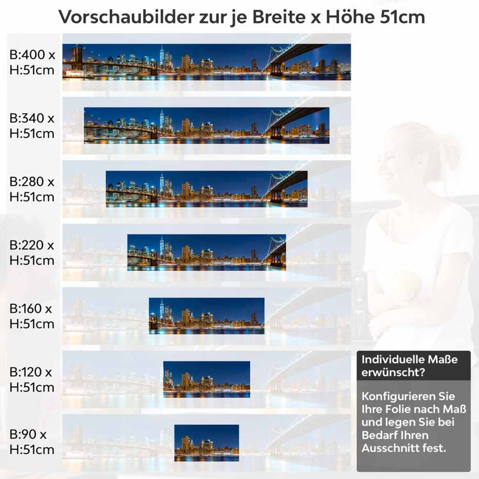 Küchenrückwand Folie Nächtliche Brücken & Stadt Perspektive Höhe 51cm