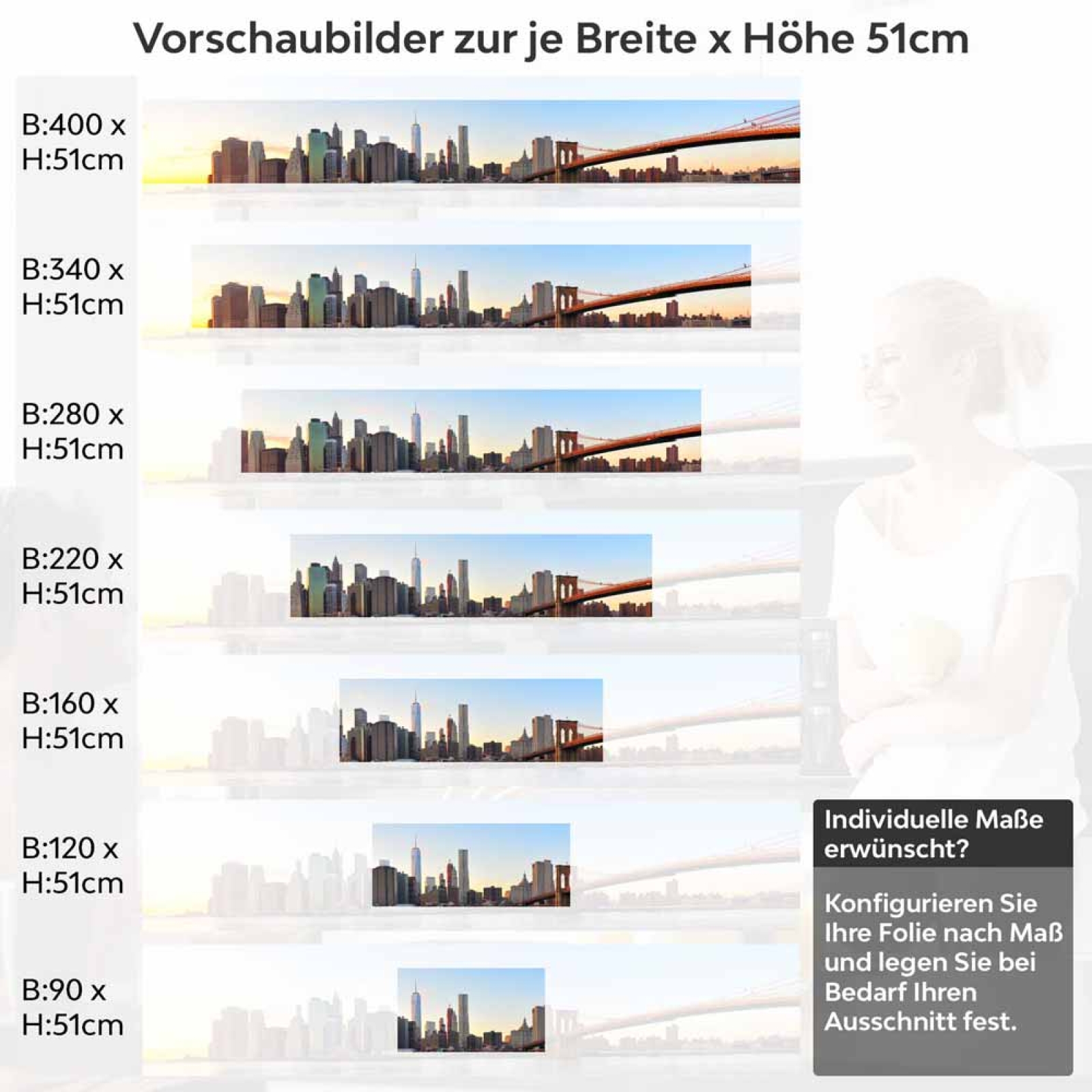 Küchenrückwand Folie moderne Stadt Brücke Höhe 51cm
