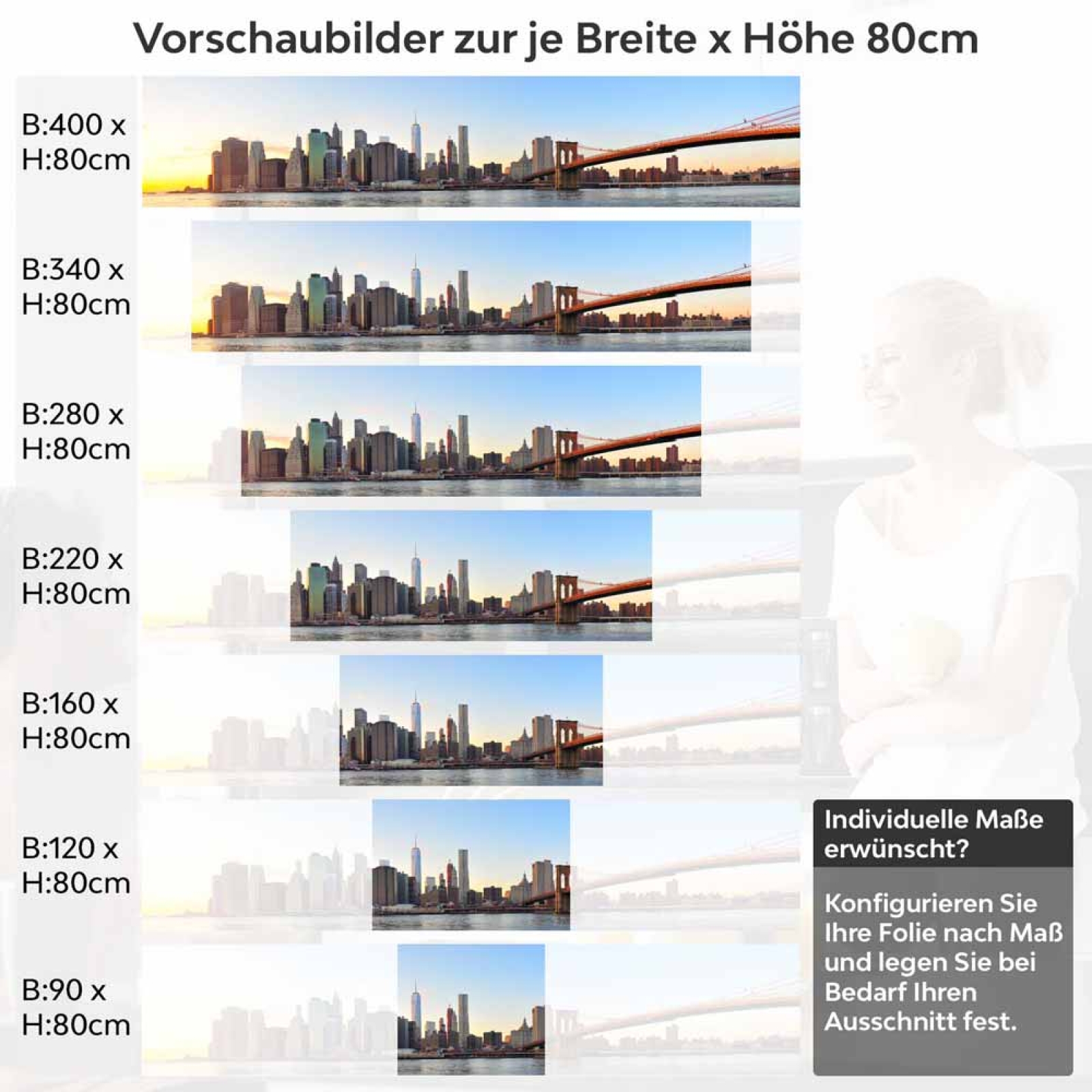 Küchenrückwand Folie moderne Stadt Brücke Höhe 80cm