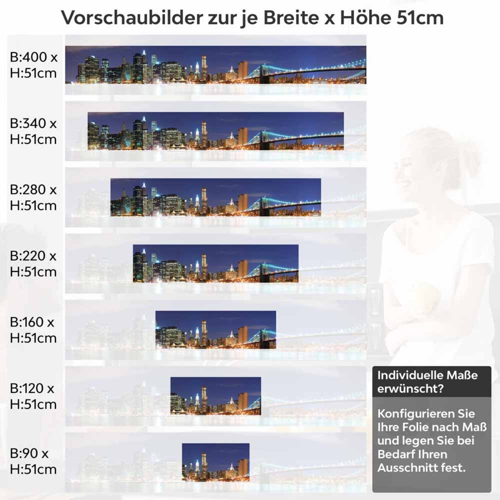 Küchenrückwand Folie Stadt bei Nacht Höhe 51cm