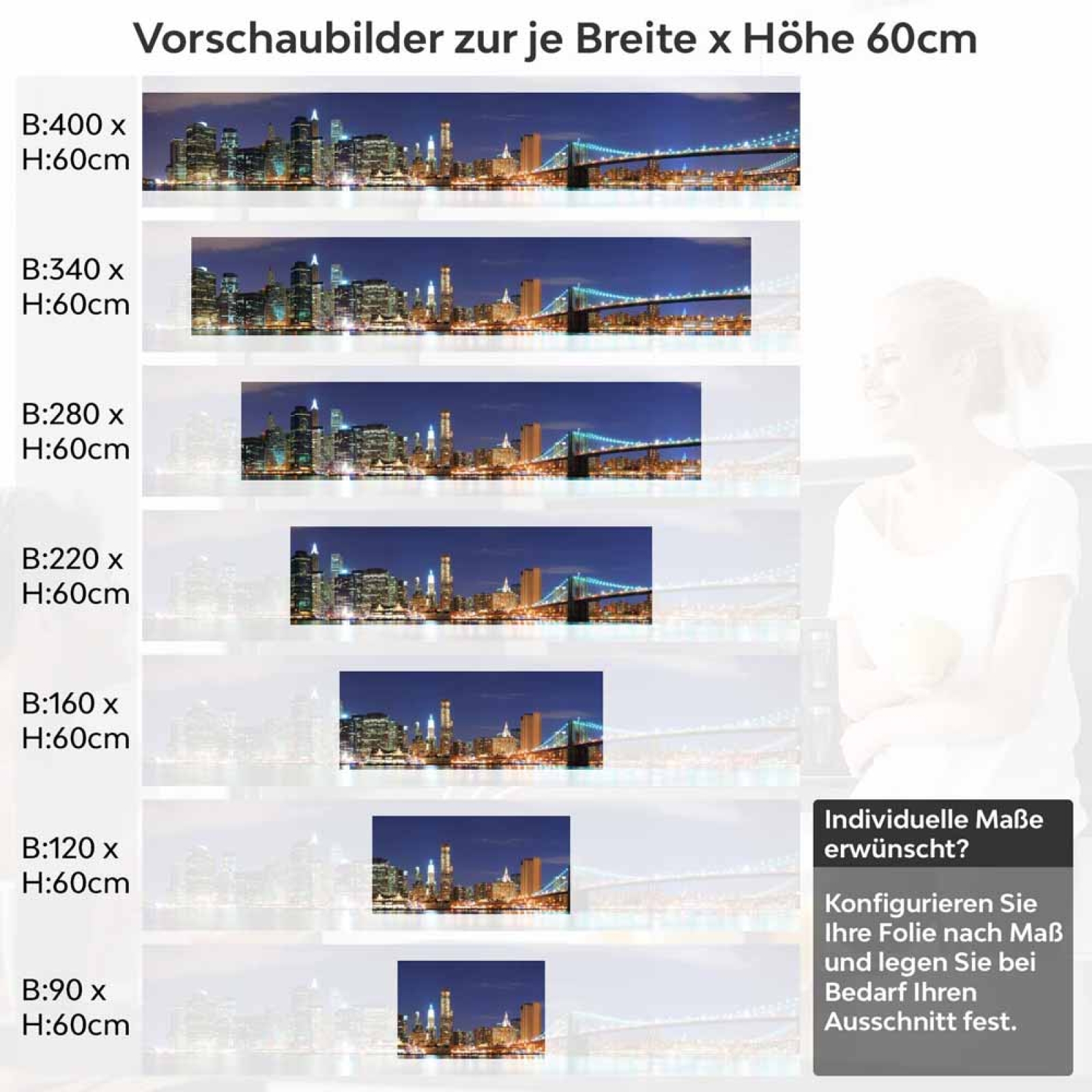 Küchenrückwand Folie Stadt bei Nacht Höhe 60cm