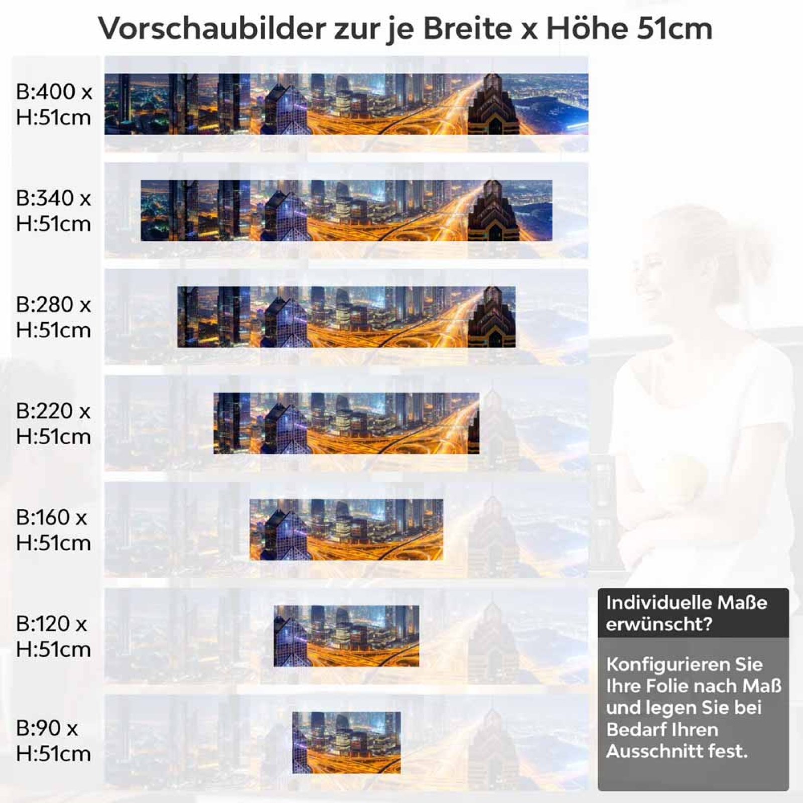 Küchenrückwand Folie Big City Höhe 51cm