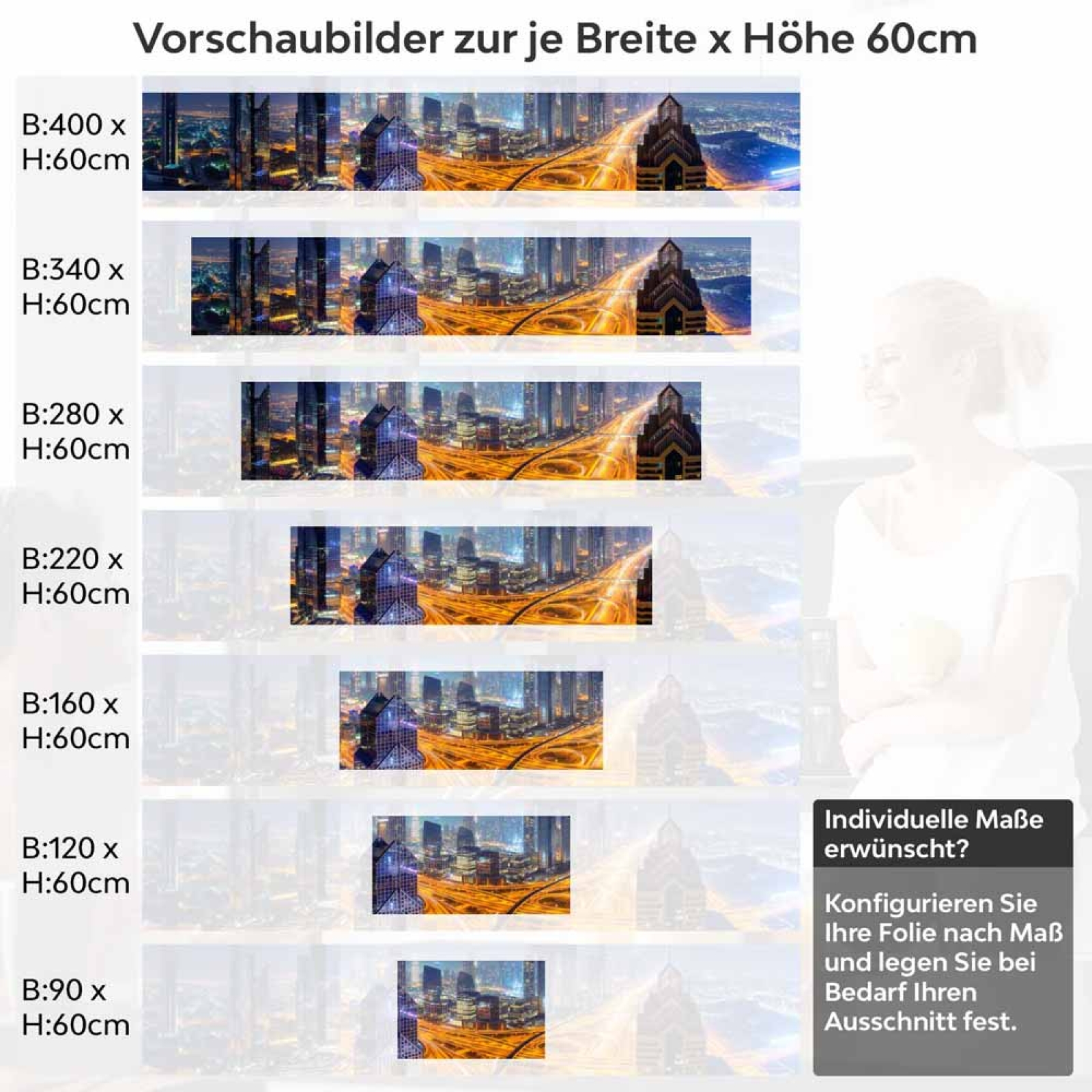 Küchenrückwand Folie Big City Höhe 60cm