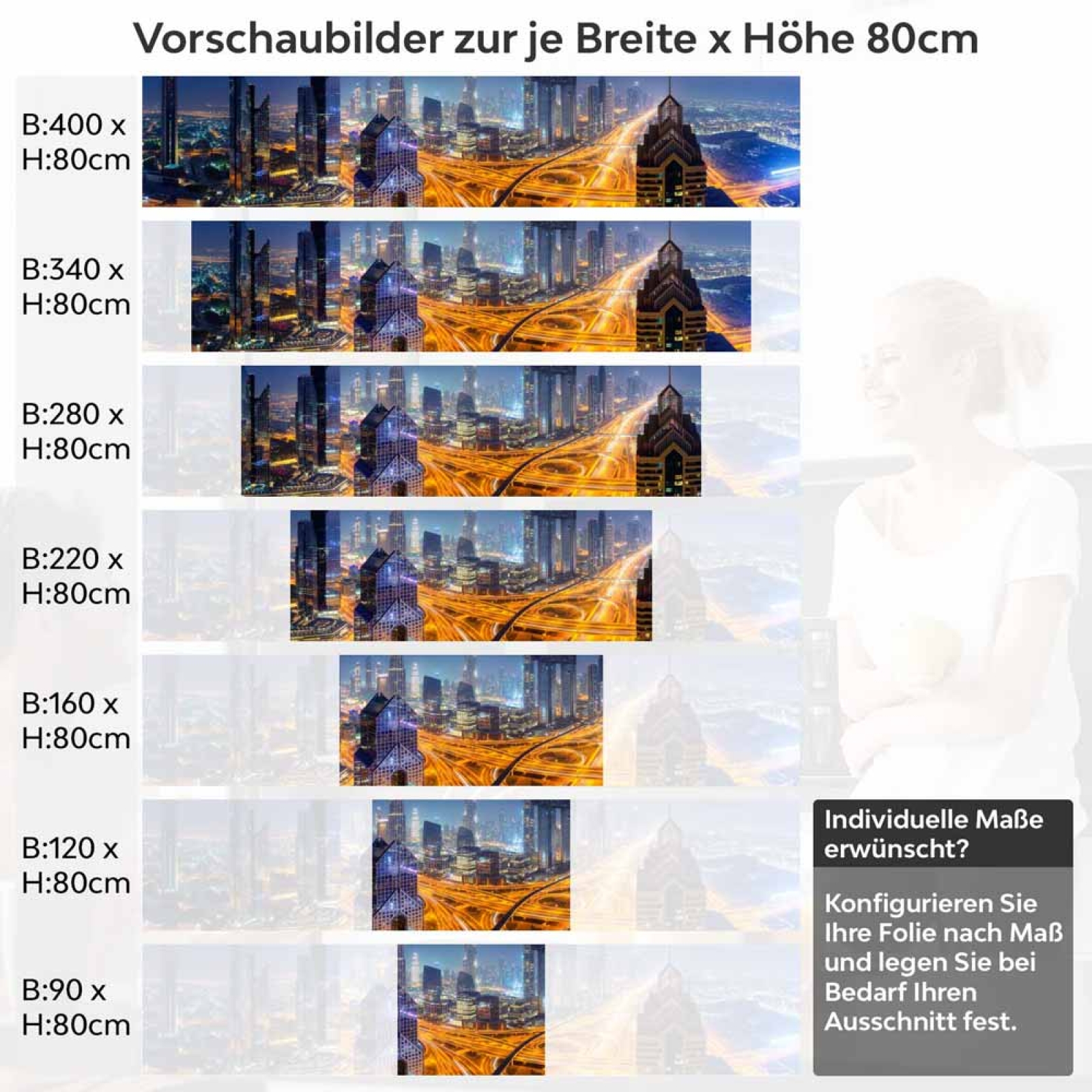 Küchenrückwand Folie Big City Höhe 80cm