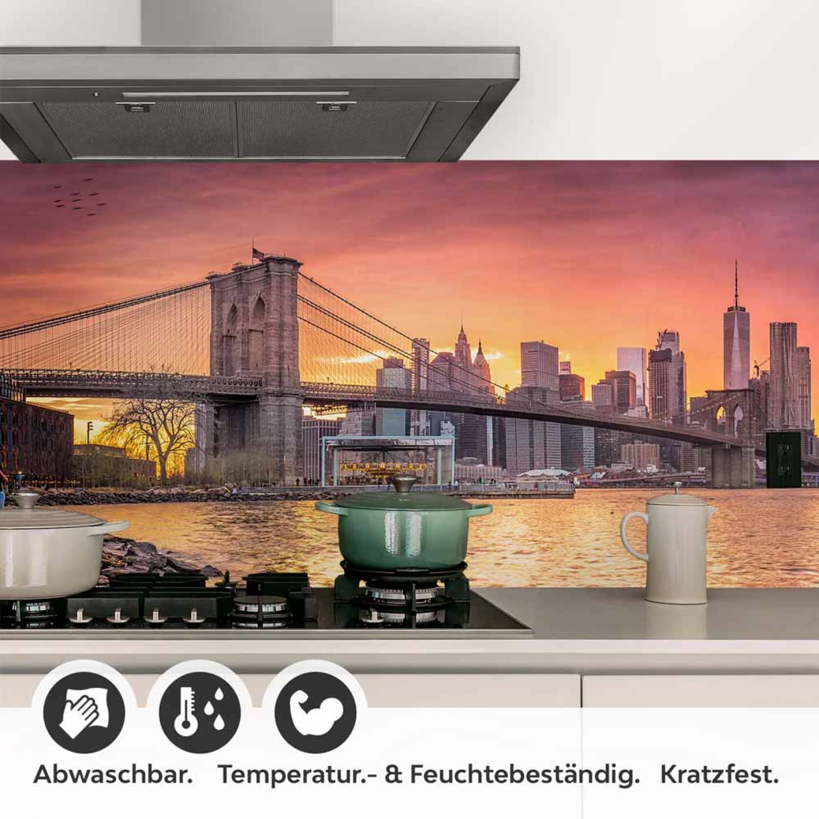 Küchenrückwand Folie Stadt Brücke bei Dämmerung Detailbild 1