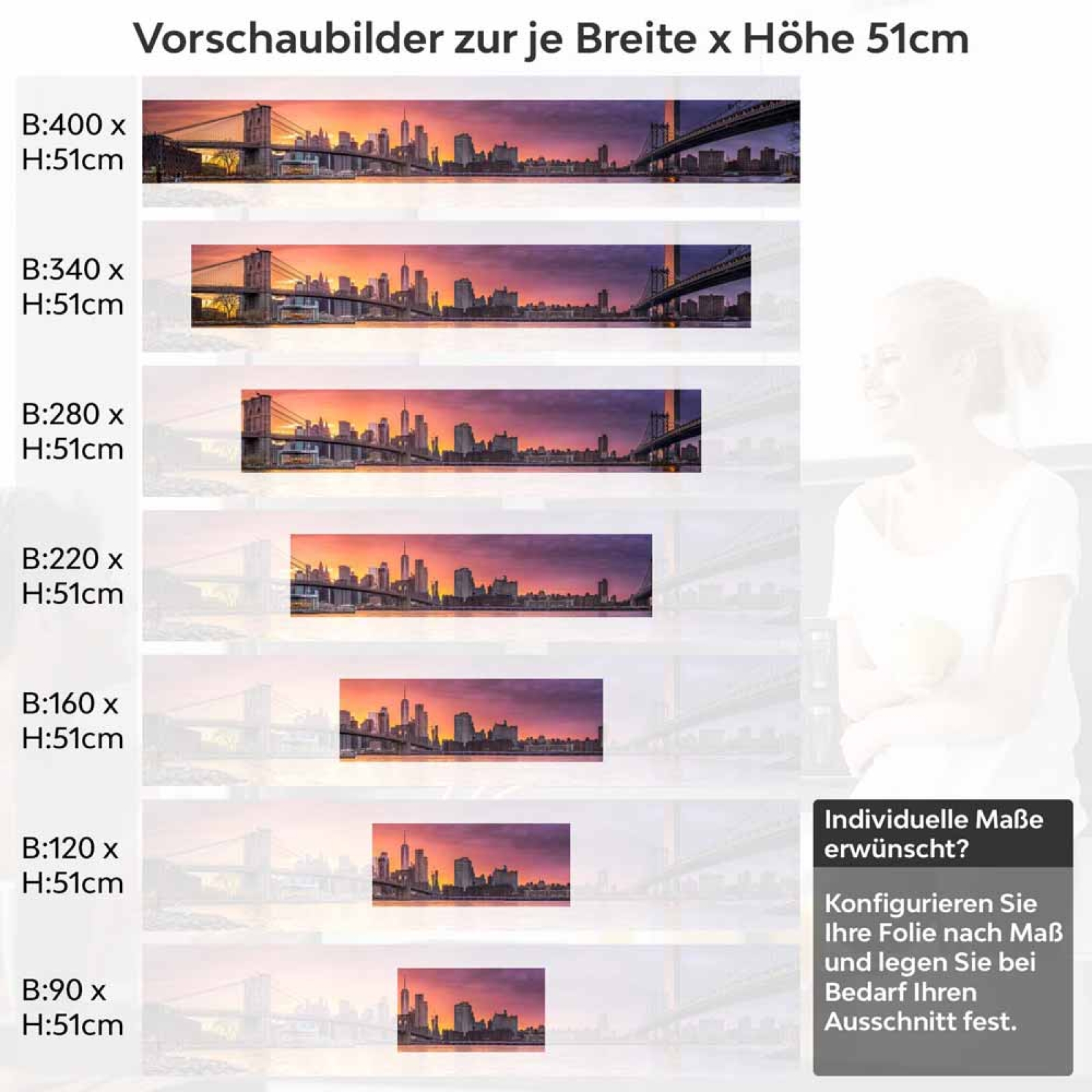 Küchenrückwand Folie Stadt Brücke bei Dämmerung Höhe 51cm