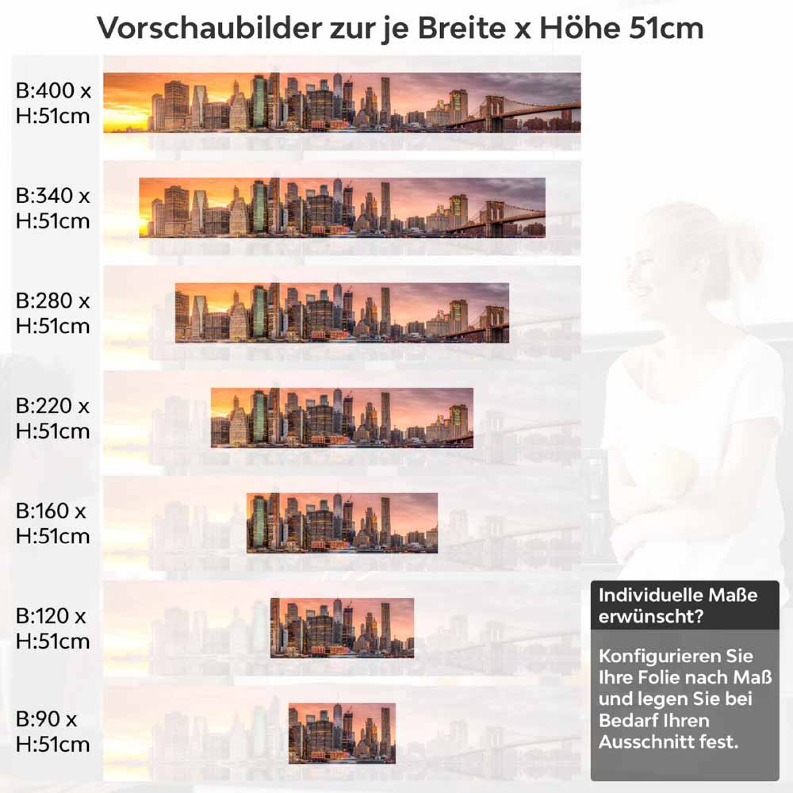 Küchenrückwand Folie zwei Brücken, eine Stadt Höhe 51cm