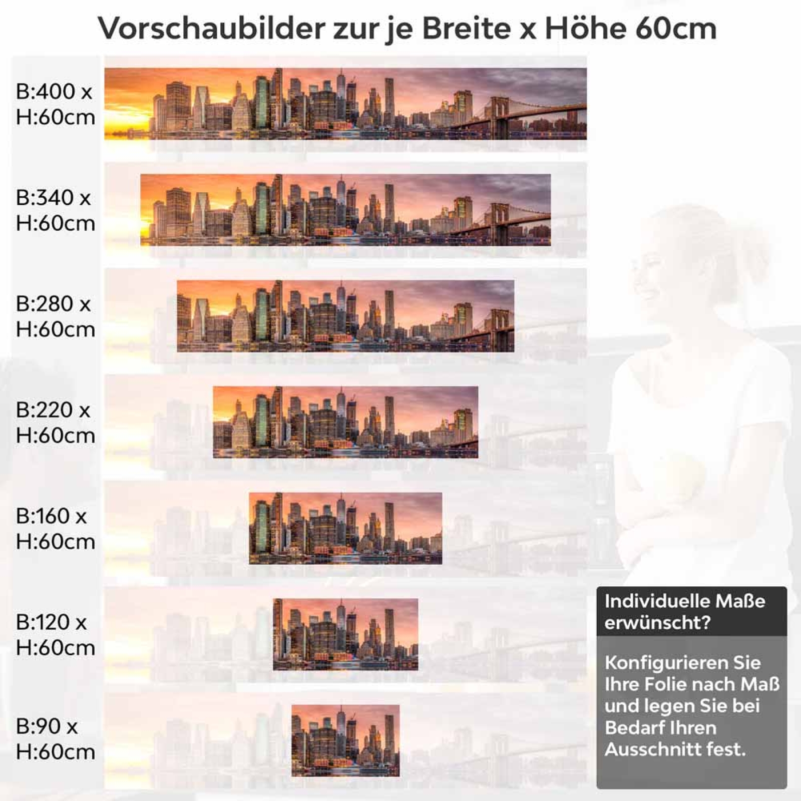 Küchenrückwand Folie zwei Brücken, eine Stadt Höhe 60cm