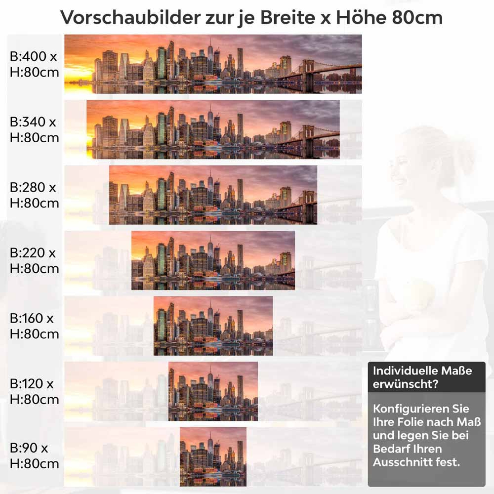 Küchenrückwand Folie zwei Brücken, eine Stadt Höhe 80cm