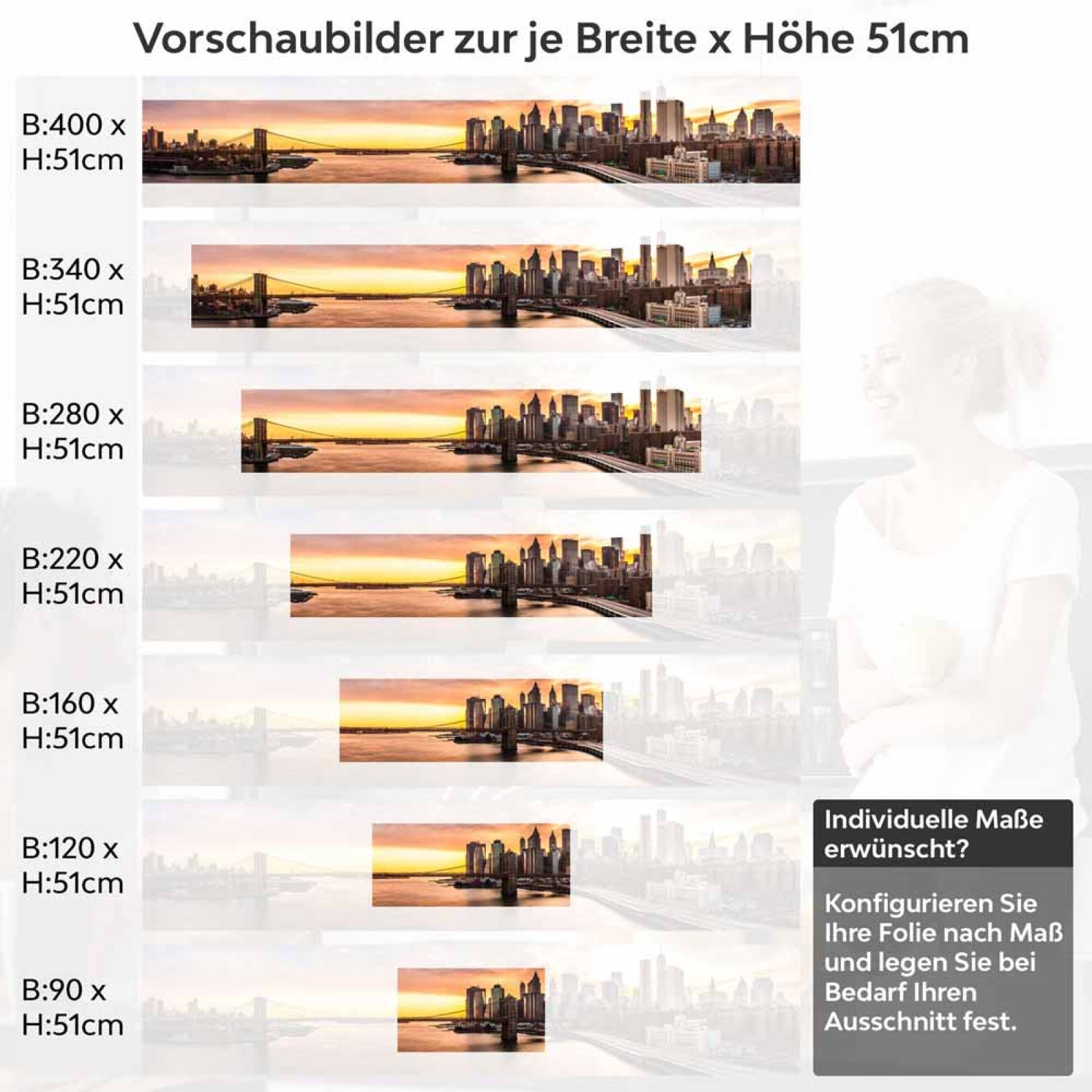 Küchenrückwand Folie Wolkenkratzer & Brücke zur goldenen Stunde Höhe 51cm