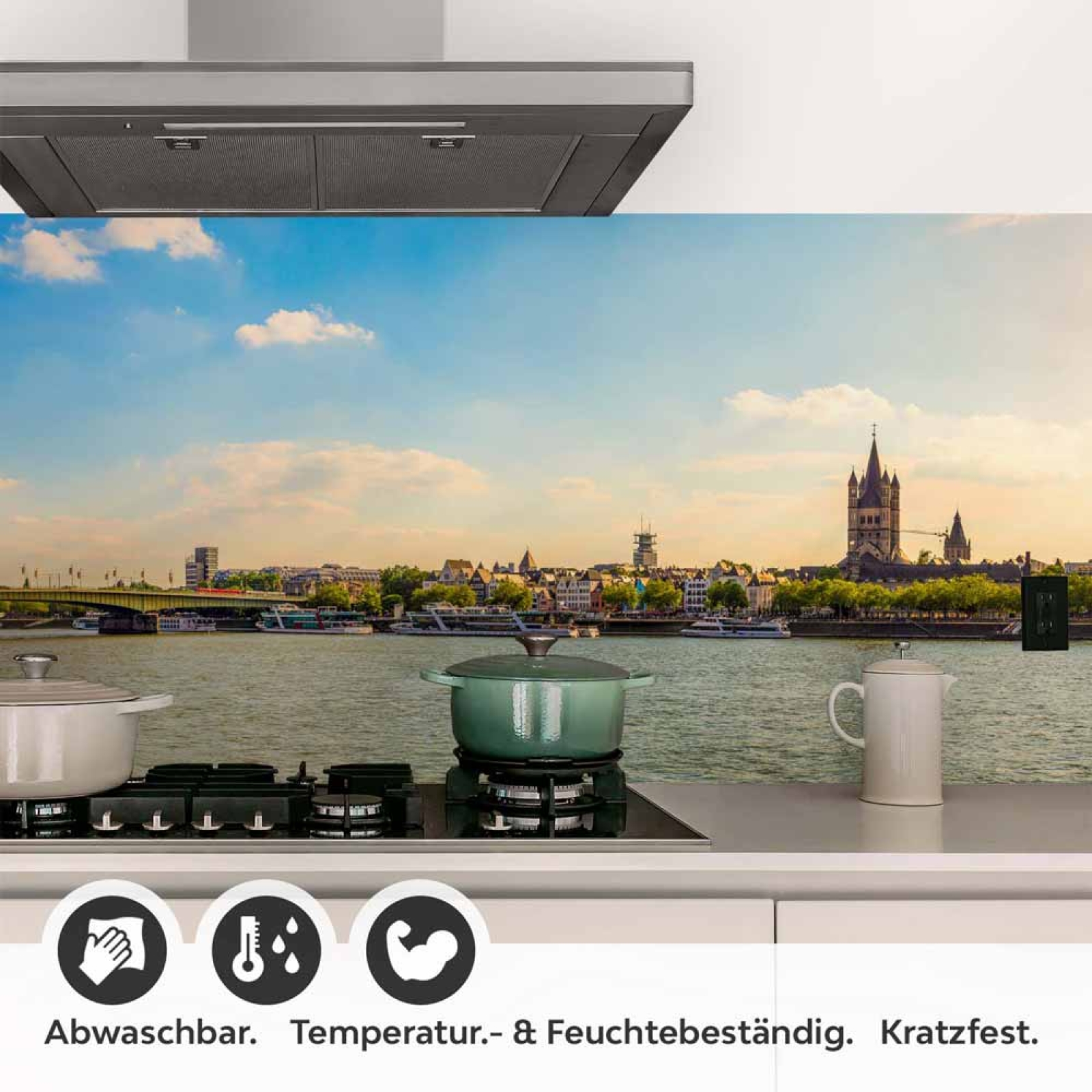 Küchenrückwand Folie Rheinblick Köln - Architektonische Schönheit Detailbild 1