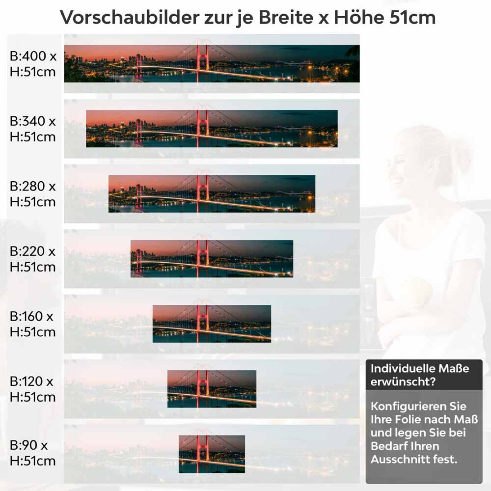 Küchenrückwand Folie Bosporus - Nächtliche Brückenpracht für Ihre Küche Höhe 51cm