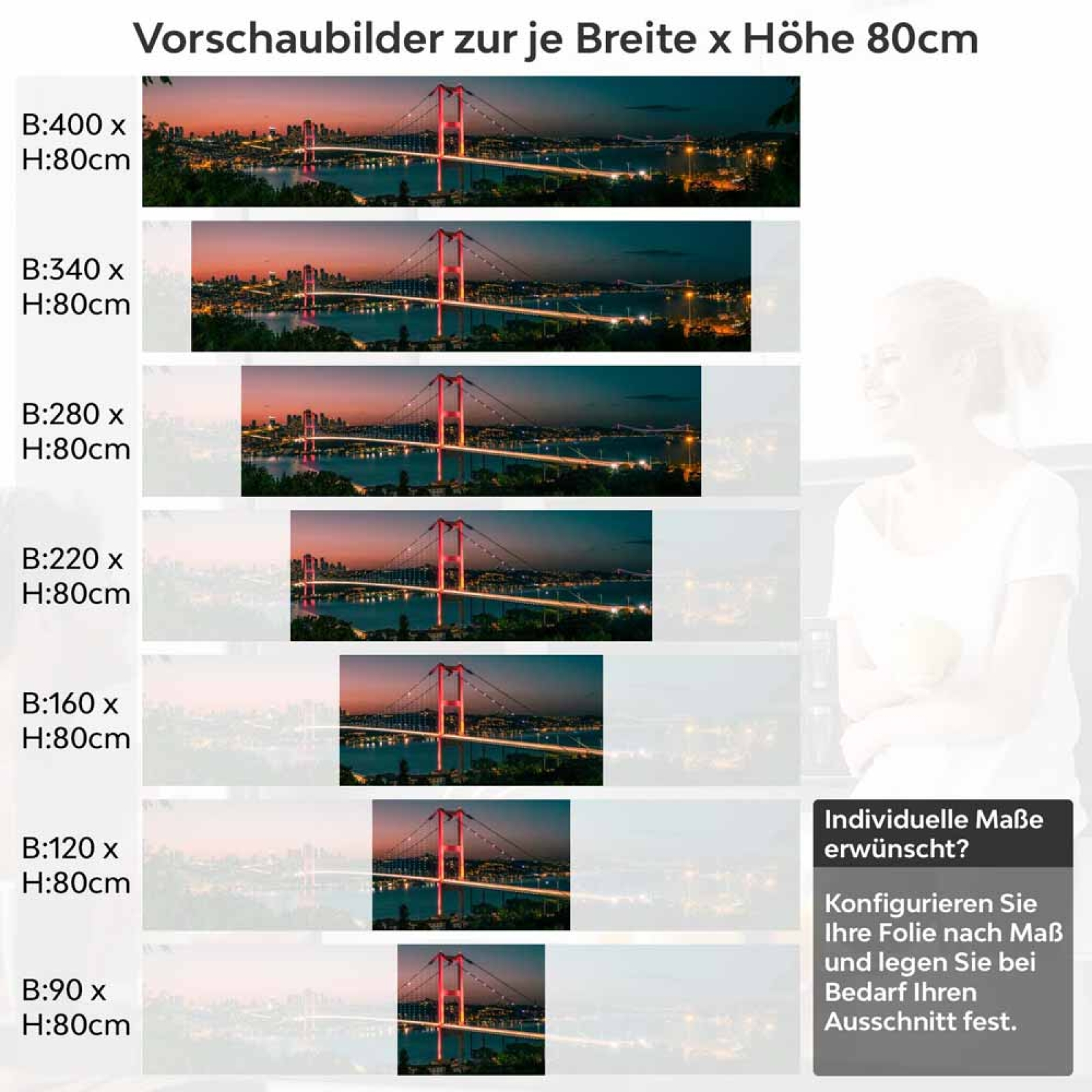 Küchenrückwand Folie Bosporus - Nächtliche Brückenpracht für Ihre Küche Höhe 80cm