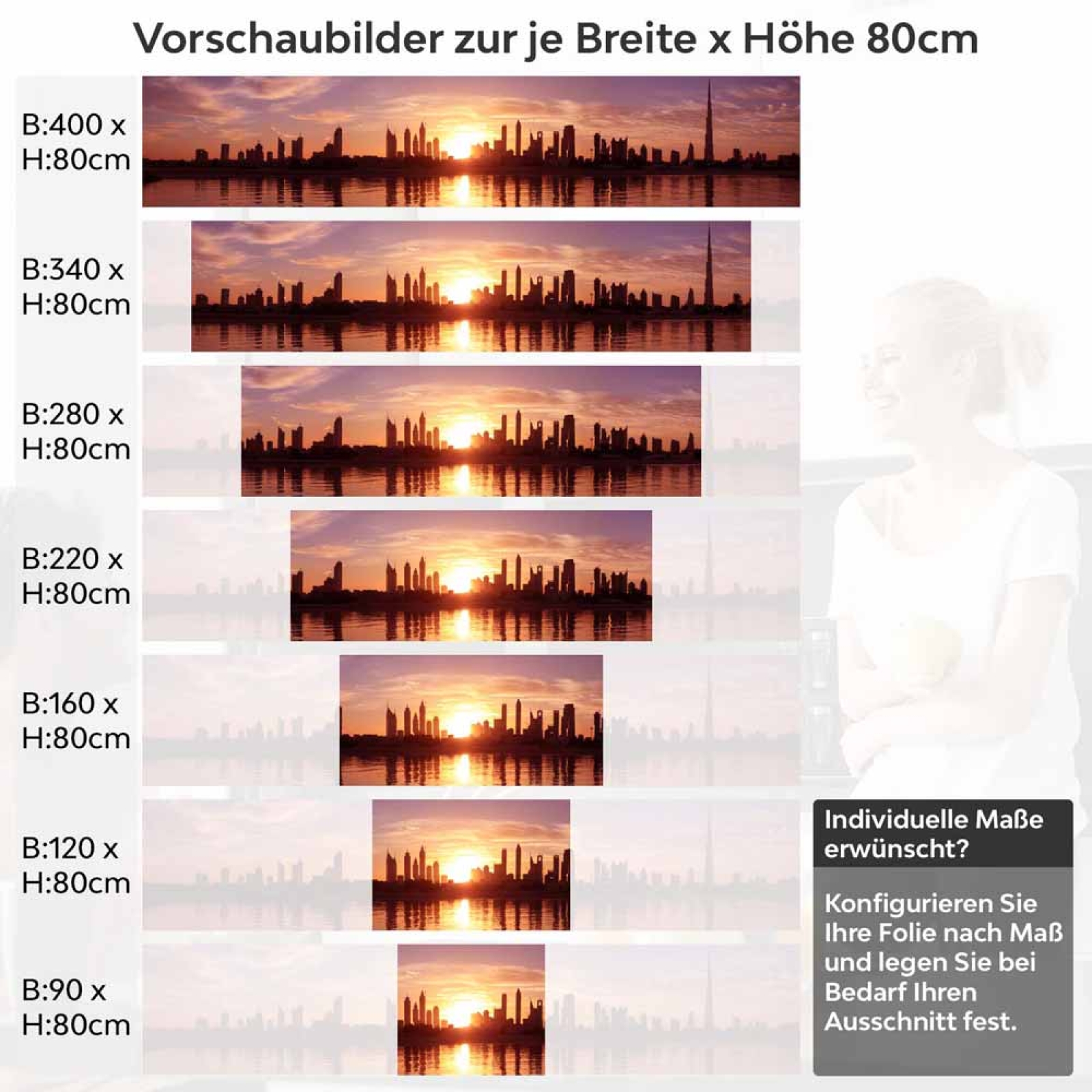 Küchenrückwand Folie Dubai - Elegante Silhouetten für Ihre Küche Höhe 80cm