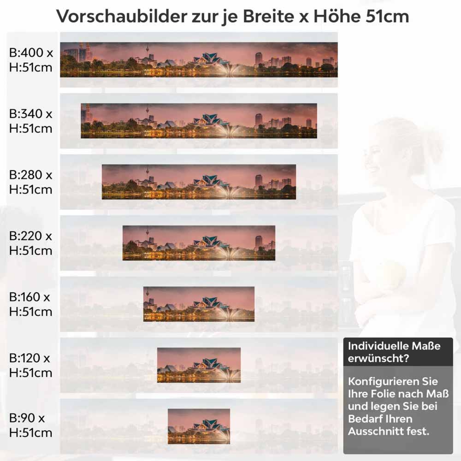 Küchenrückwand Folie Malaysia - Moderne Architektur für die Küche Höhe 51cm