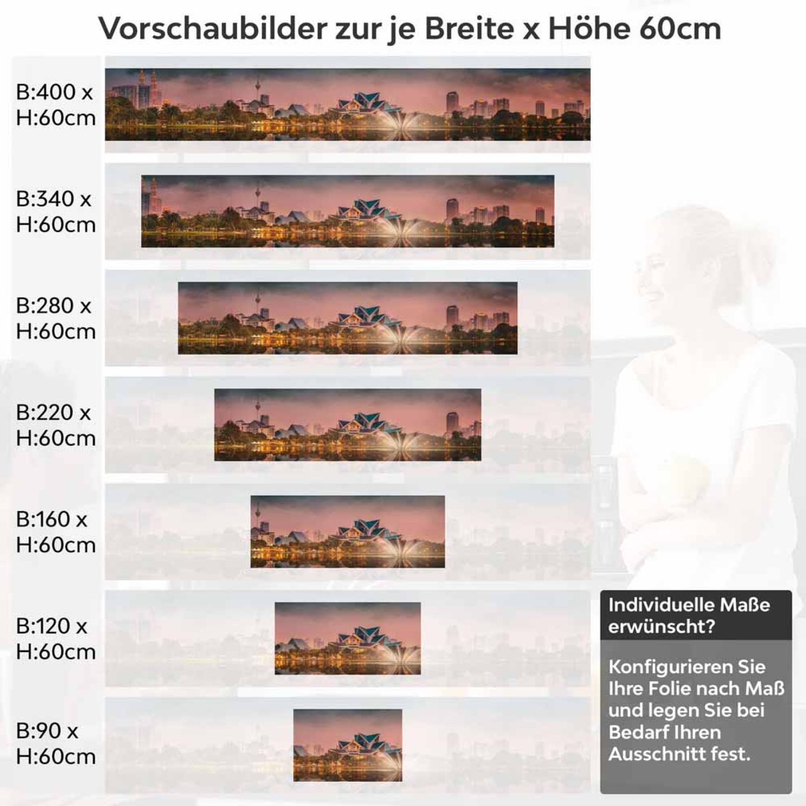 Küchenrückwand Folie Malaysia - Moderne Architektur für die Küche Höhe 60cm
