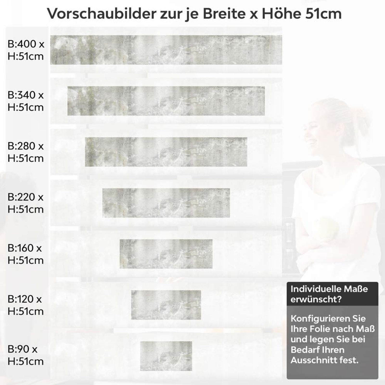 Küchenrückwand Folie Betonwand Industrial - Urbaner Look Höhe 51cm