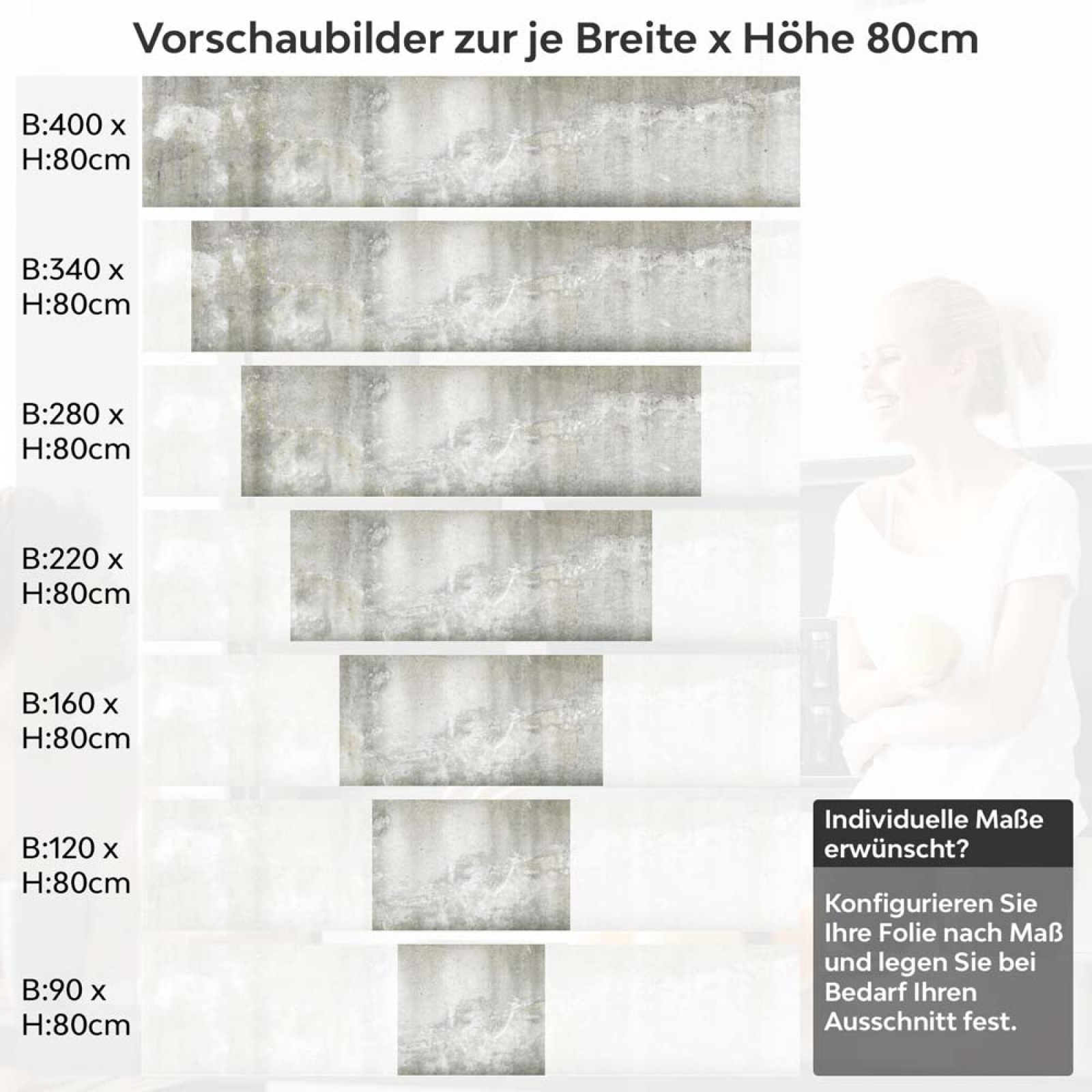 Küchenrückwand Folie Betonwand Industrial - Urbaner Look Höhe 80cm