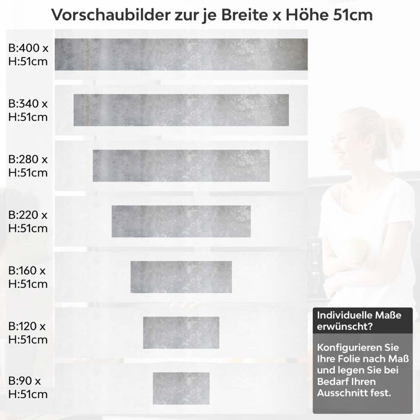 Küchenrückwand Folie Betonstruktur Höhe 51cm