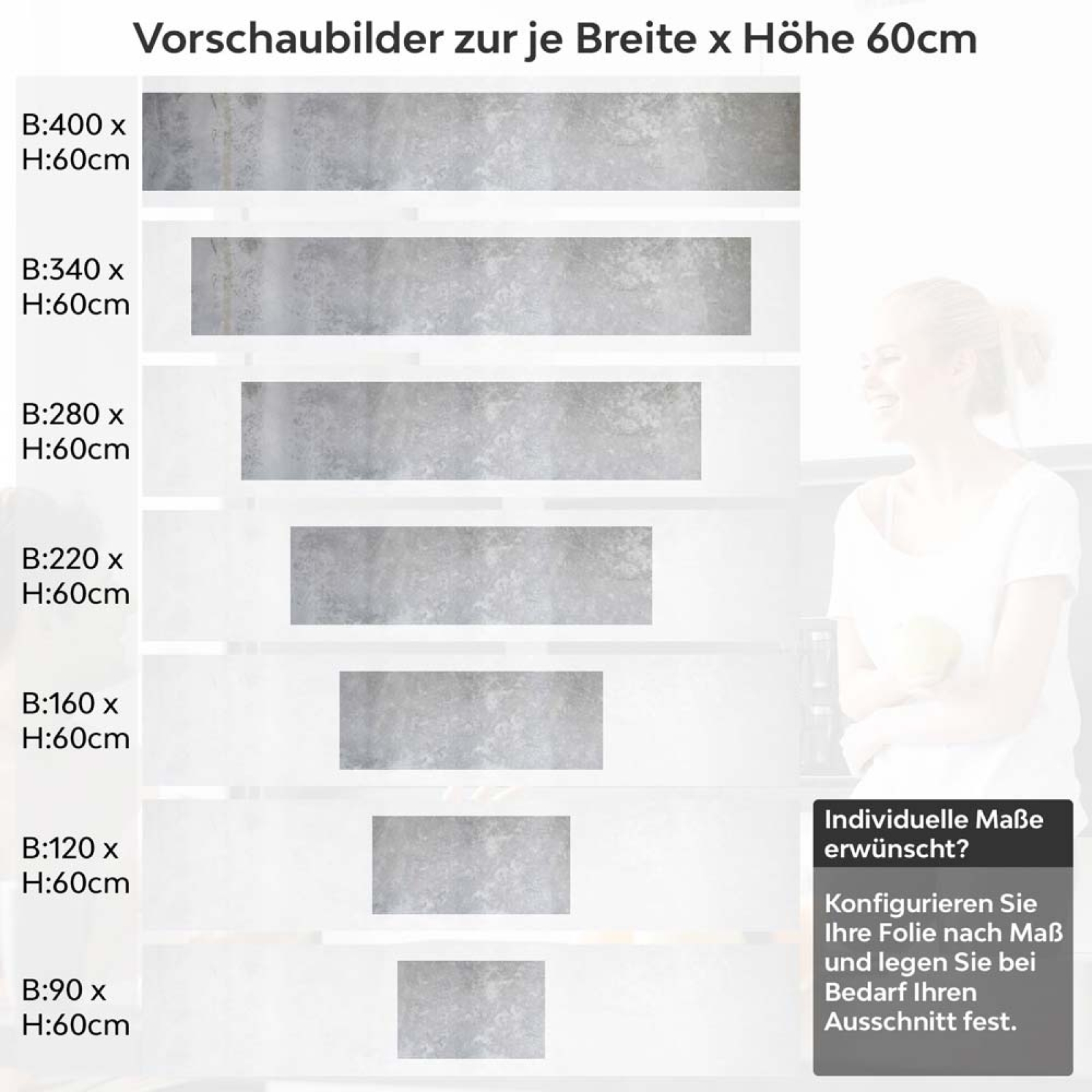 Küchenrückwand Folie Betonstruktur Höhe 60cm