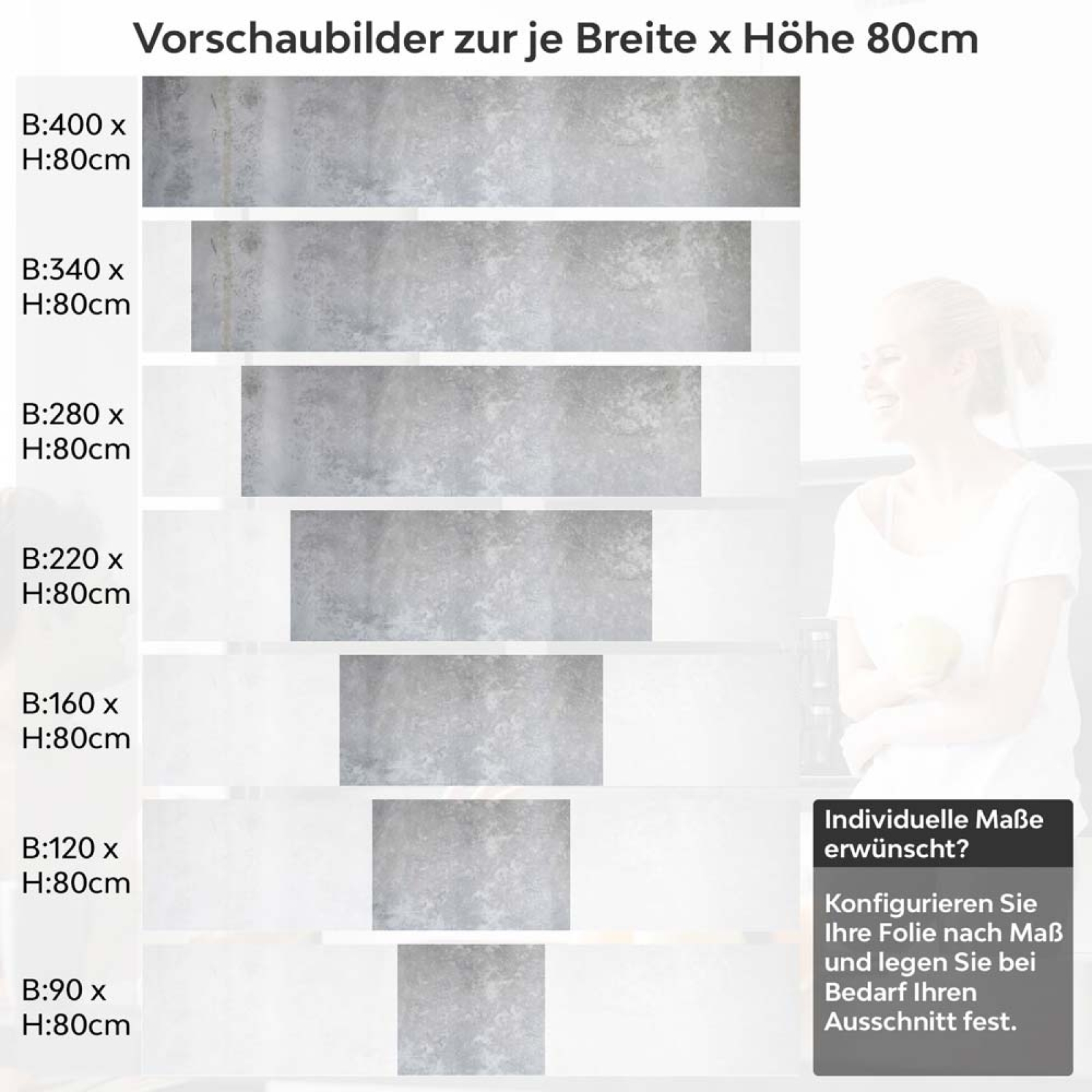 Küchenrückwand Folie Betonstruktur Höhe 80cm