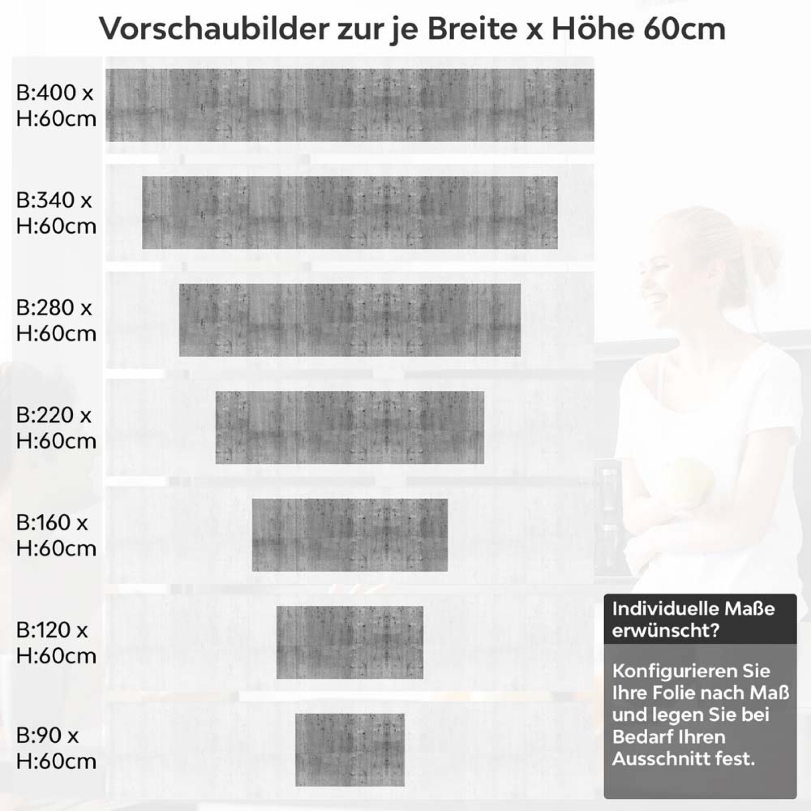 Küchenrückwand Folie Sichtbeton - Industrielles Flair Höhe 60cm