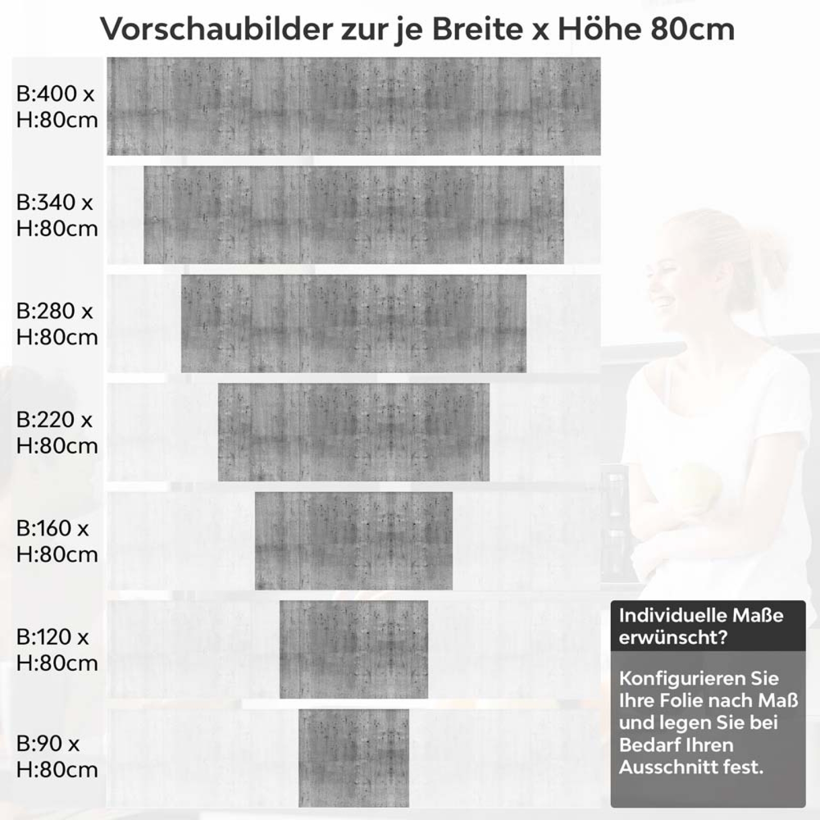 Küchenrückwand Folie Sichtbeton - Industrielles Flair Höhe 80cm