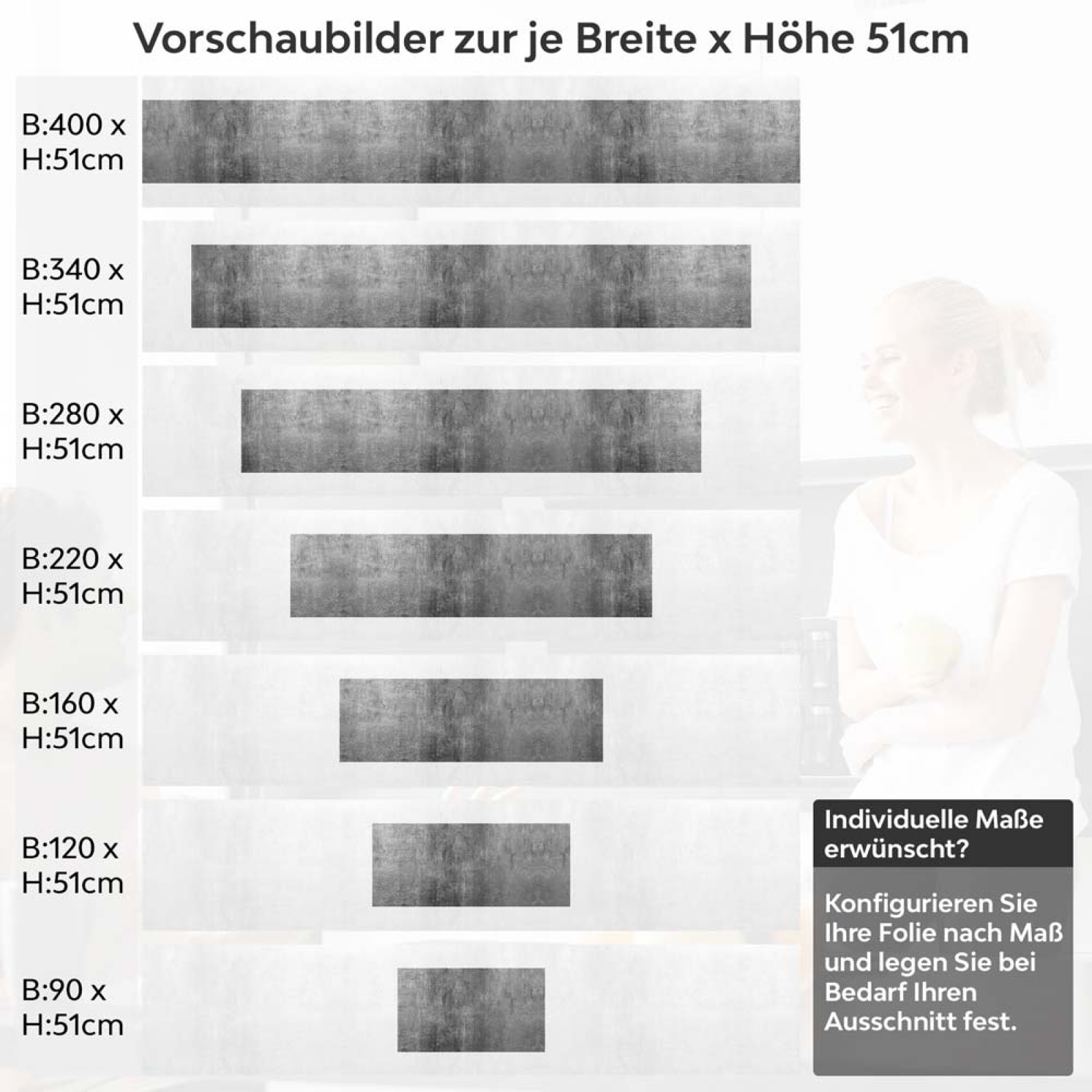 Küchenrückwand Folie Sichtbetonoptik - Zeitlos & Modern Höhe 51cm