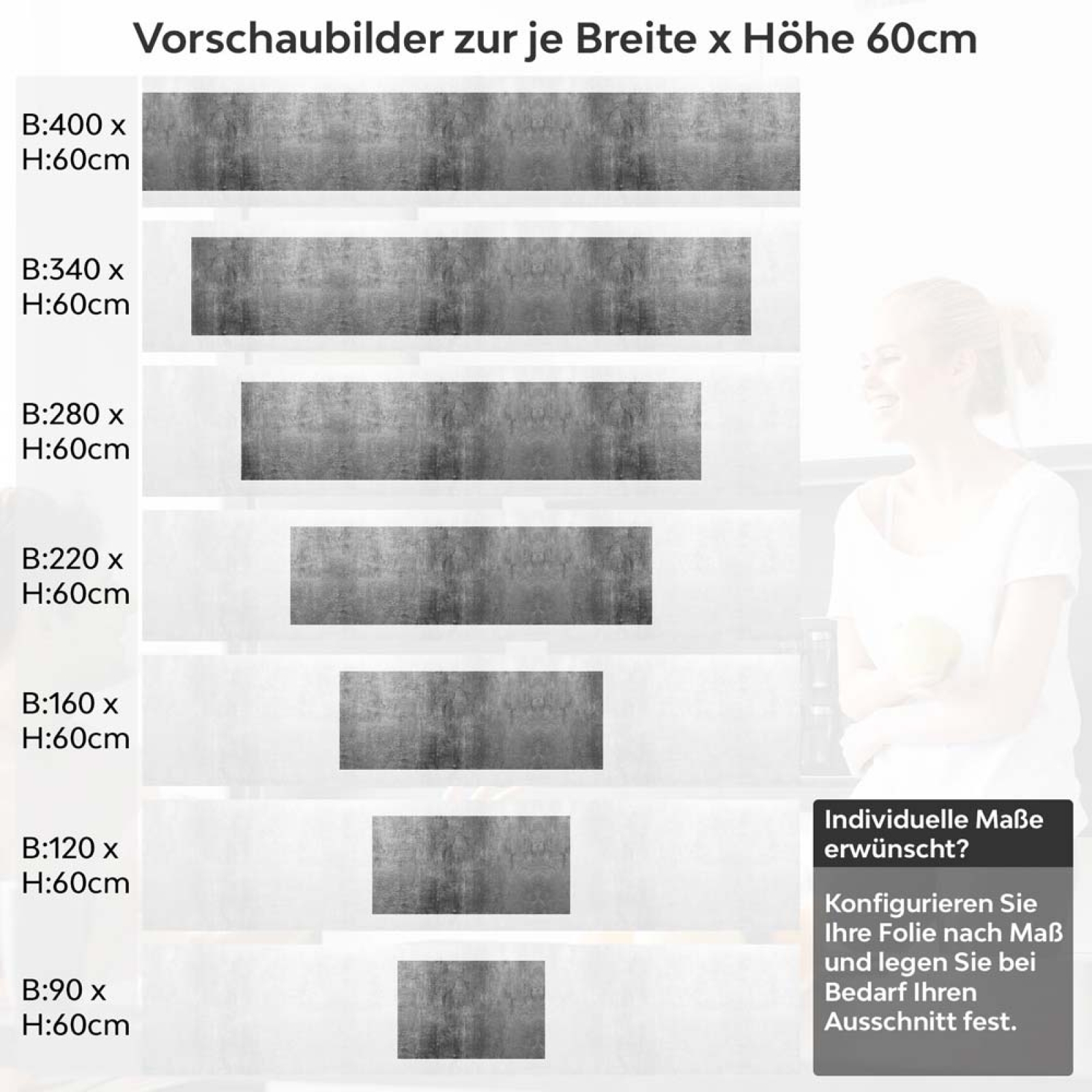Küchenrückwand Folie Sichtbetonoptik - Zeitlos & Modern Höhe 60cm