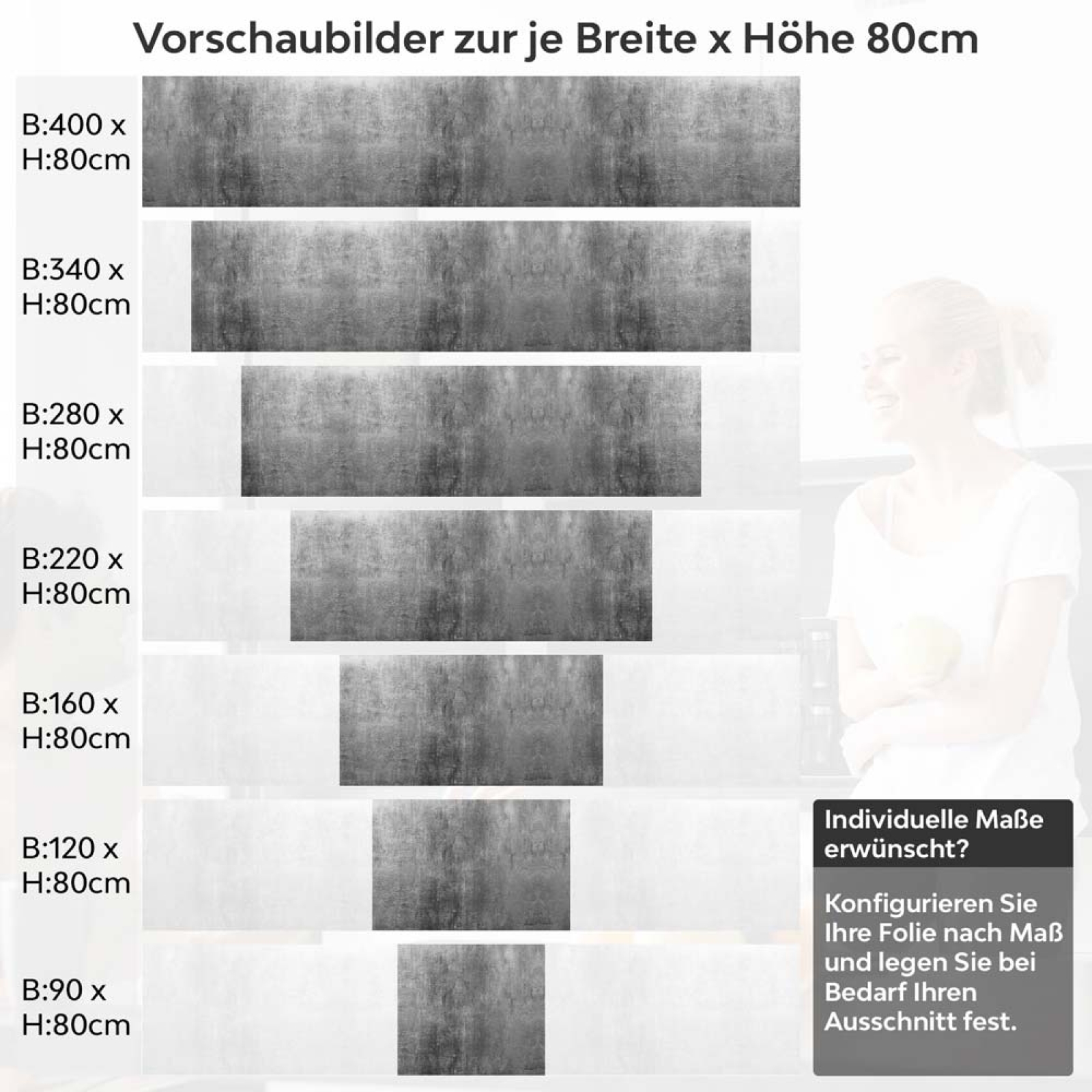 Küchenrückwand Folie Sichtbetonoptik - Zeitlos & Modern Höhe 80cm