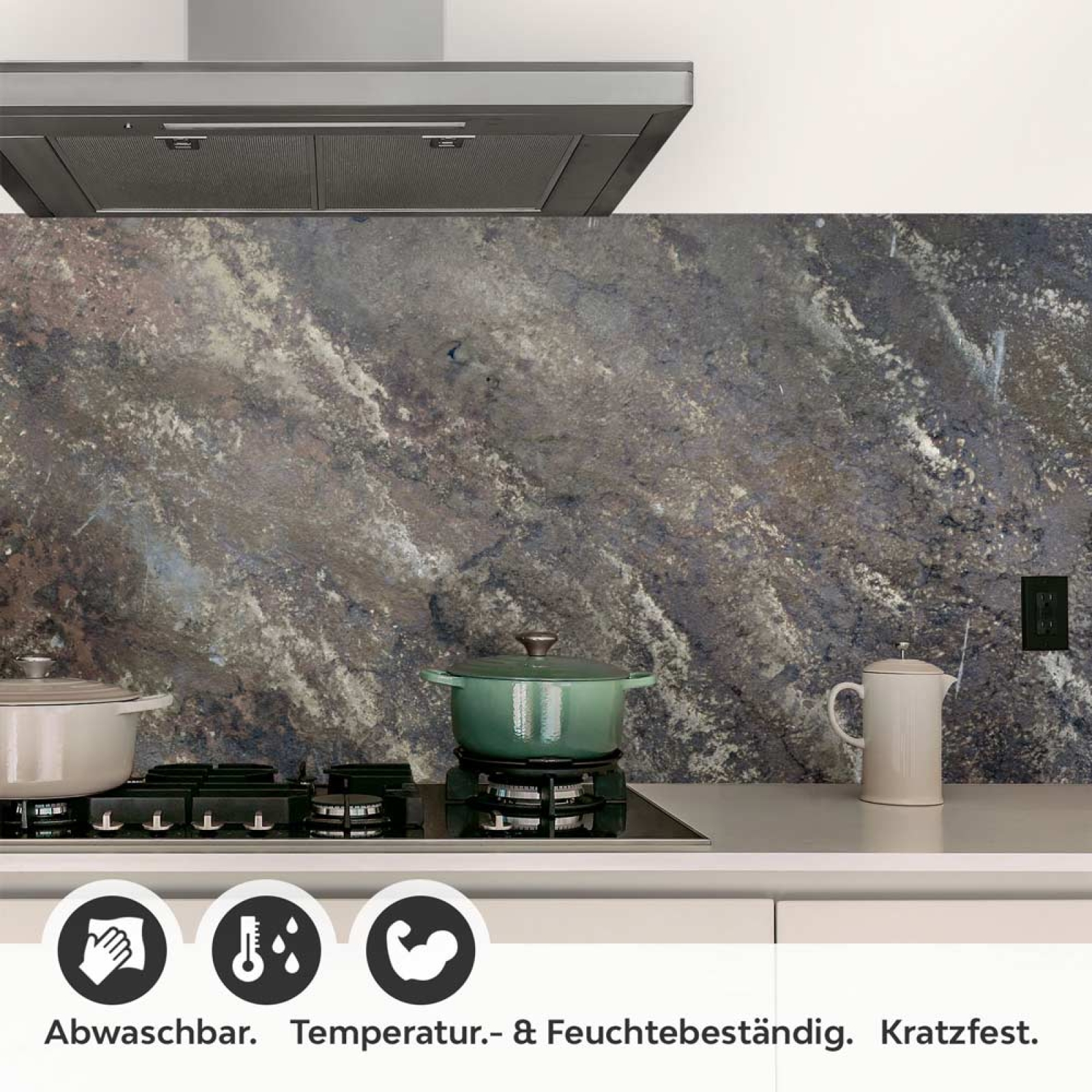 Küchenrückwand Folie Rustikale Betonoptik - Natürliches Wanddesign Detailbild 1