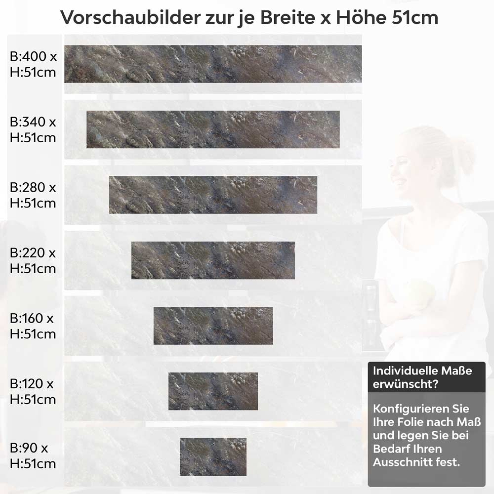 Küchenrückwand Folie Rustikale Betonoptik - Natürliches Wanddesign Höhe 51cm