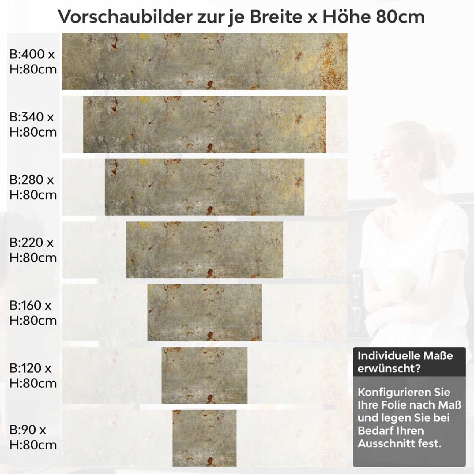 Küchenrückwand Folie Rost & Beton - Ein Hauch von Vintage Höhe 80cm